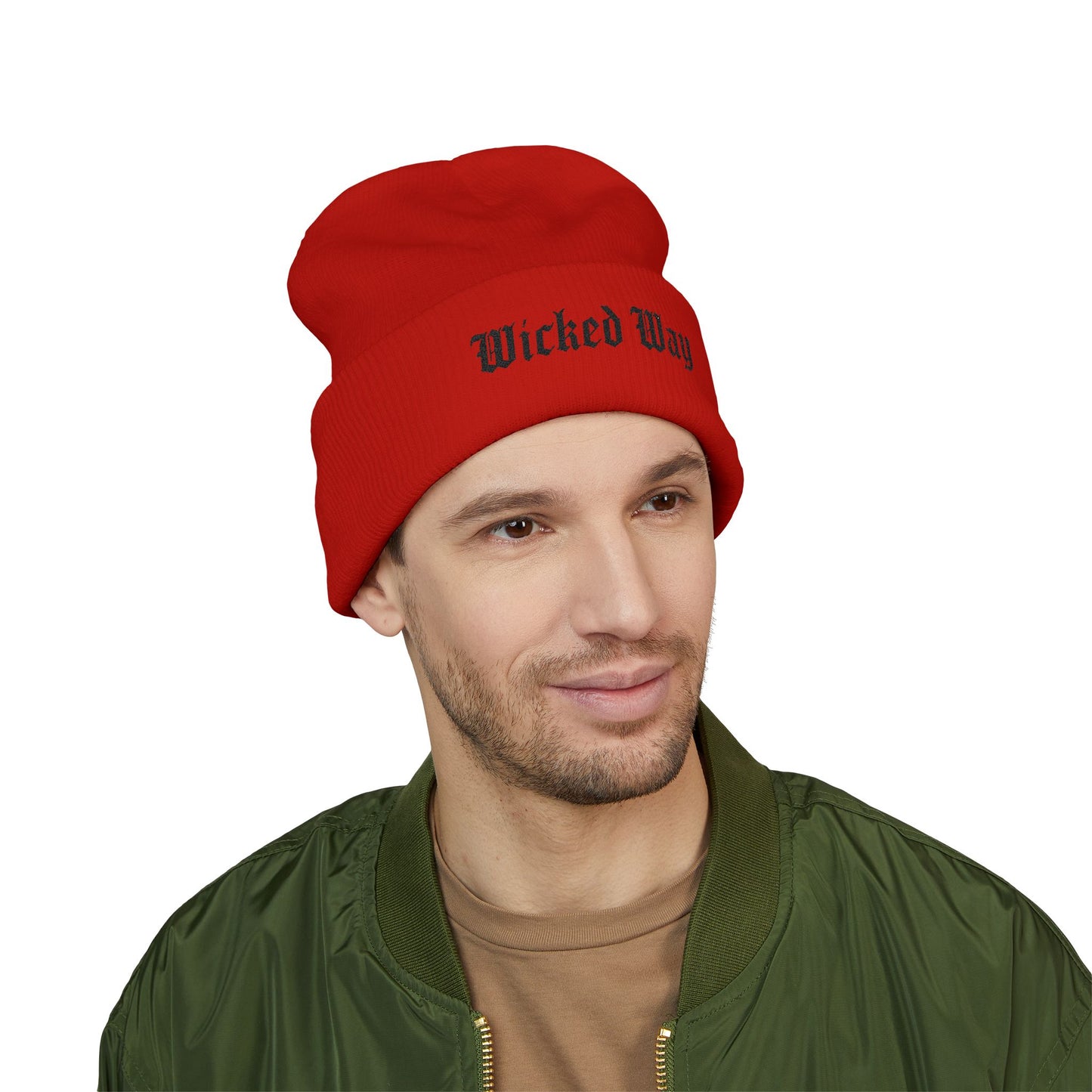 "Wicked Way" Black Script Embroidered Beanie (Multi Color Options)