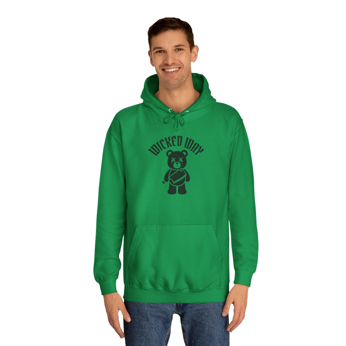 "Wicked Way" Deady Bear Butcher Knife Black Logo College Hoodie