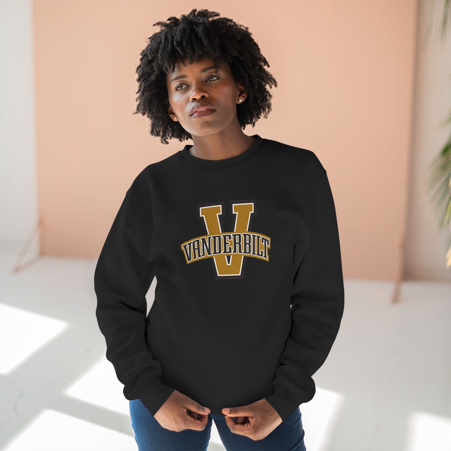 'Vanderbilt V' Cotton Crewneck Sweatshirt