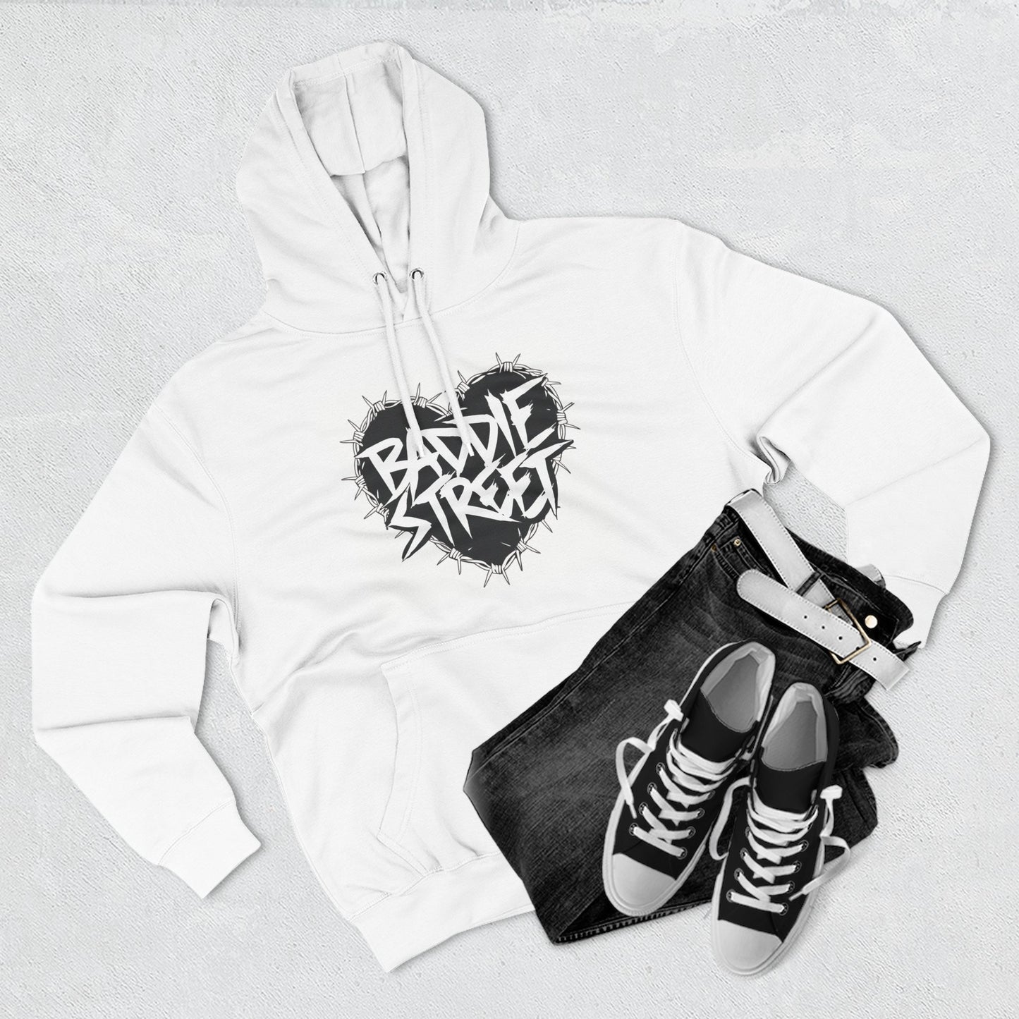 "Baddie Street" Barbed Wire Heart Fleece Hoodie