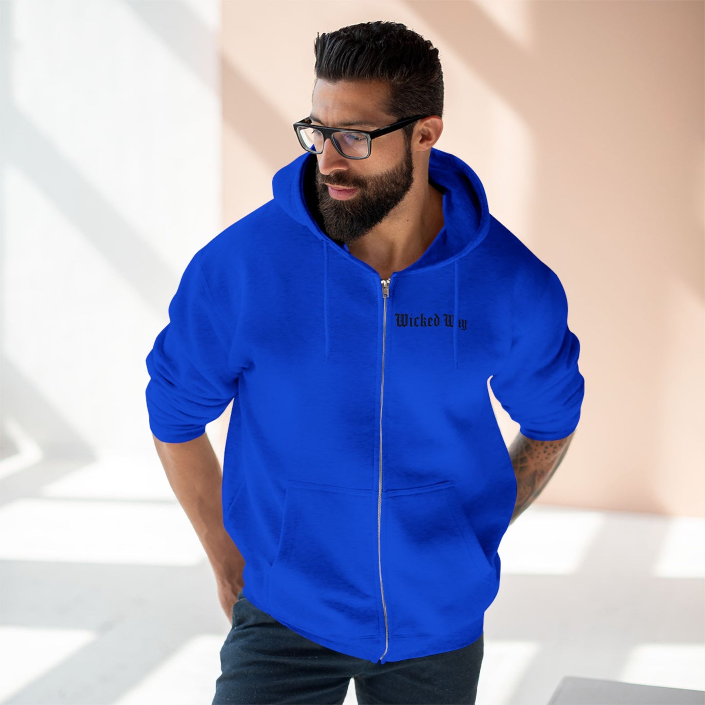 "Wicked Way" Deady Bear Head Zip Hoodie