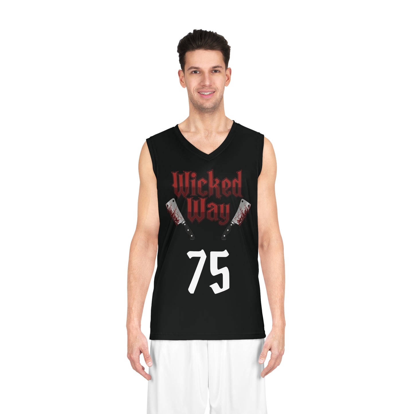 Black "Wicked Way" #75 Double Butcher Knives Alt. Basketball Jersey
