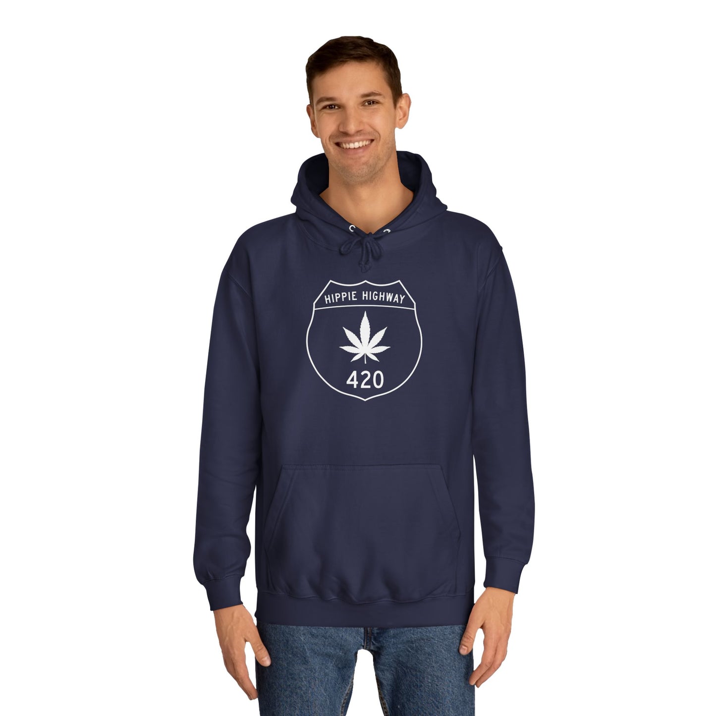 "Hippie Highway" 420 Road Sign College Hoodie