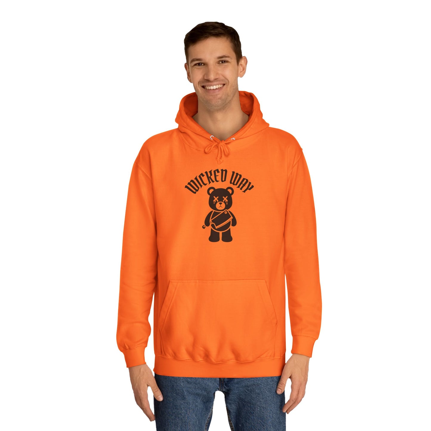 "Wicked Way" Deady Bear Butcher Knife Black Logo College Hoodie