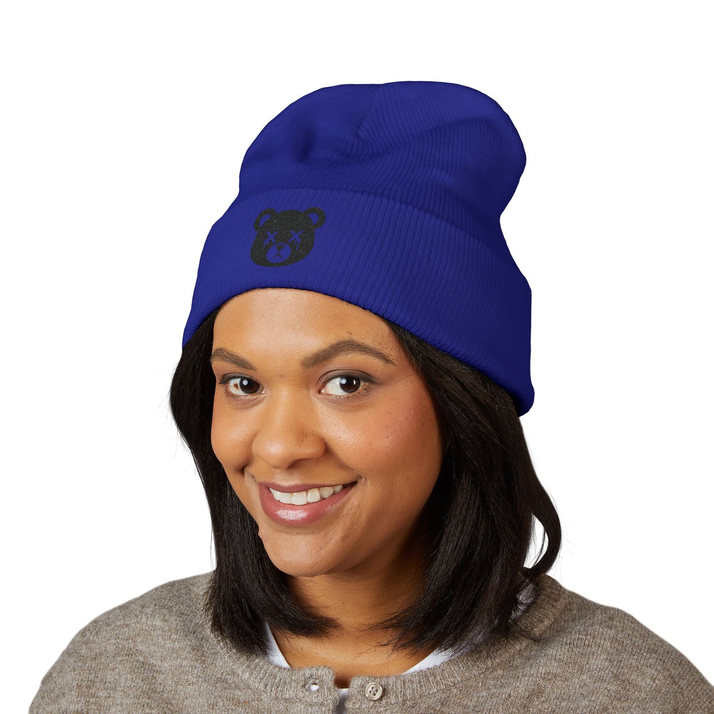 "Wicked Way" Dead Bear Head Black Embroidered Beanie (Multi Color Options)