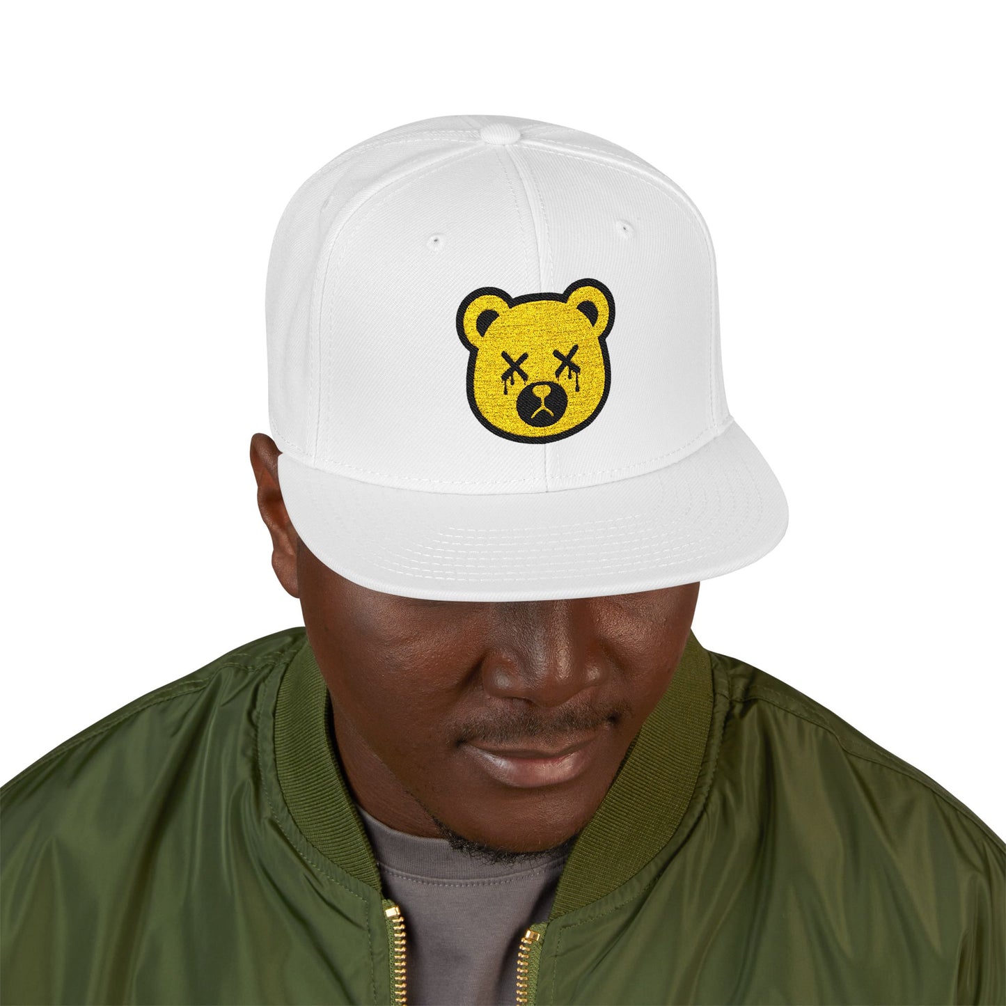 "Wicked Way" Yellow & Black Deady Bear Head Snapback