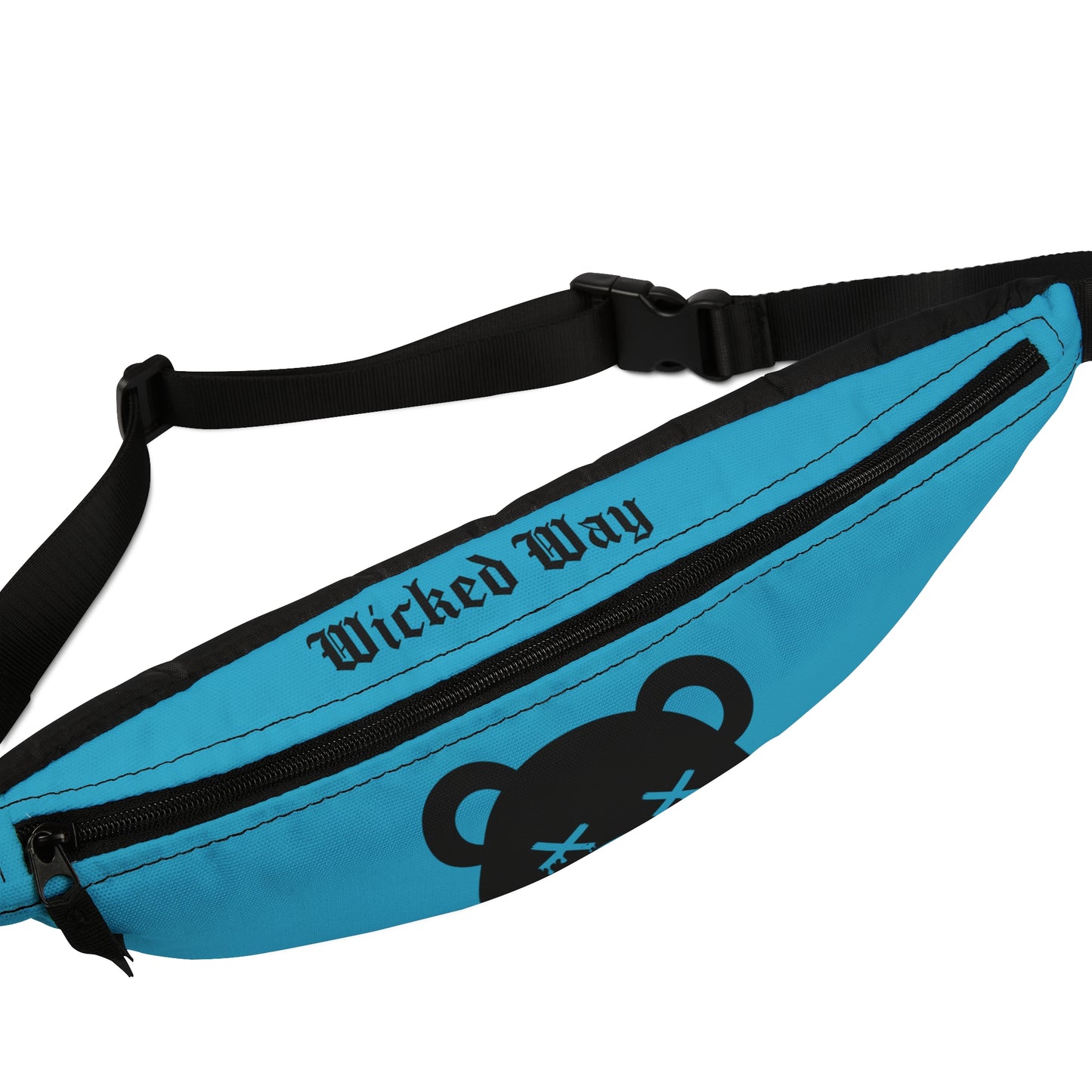 Teal "Wicked Way" Dead Bear Head Fanny Pack