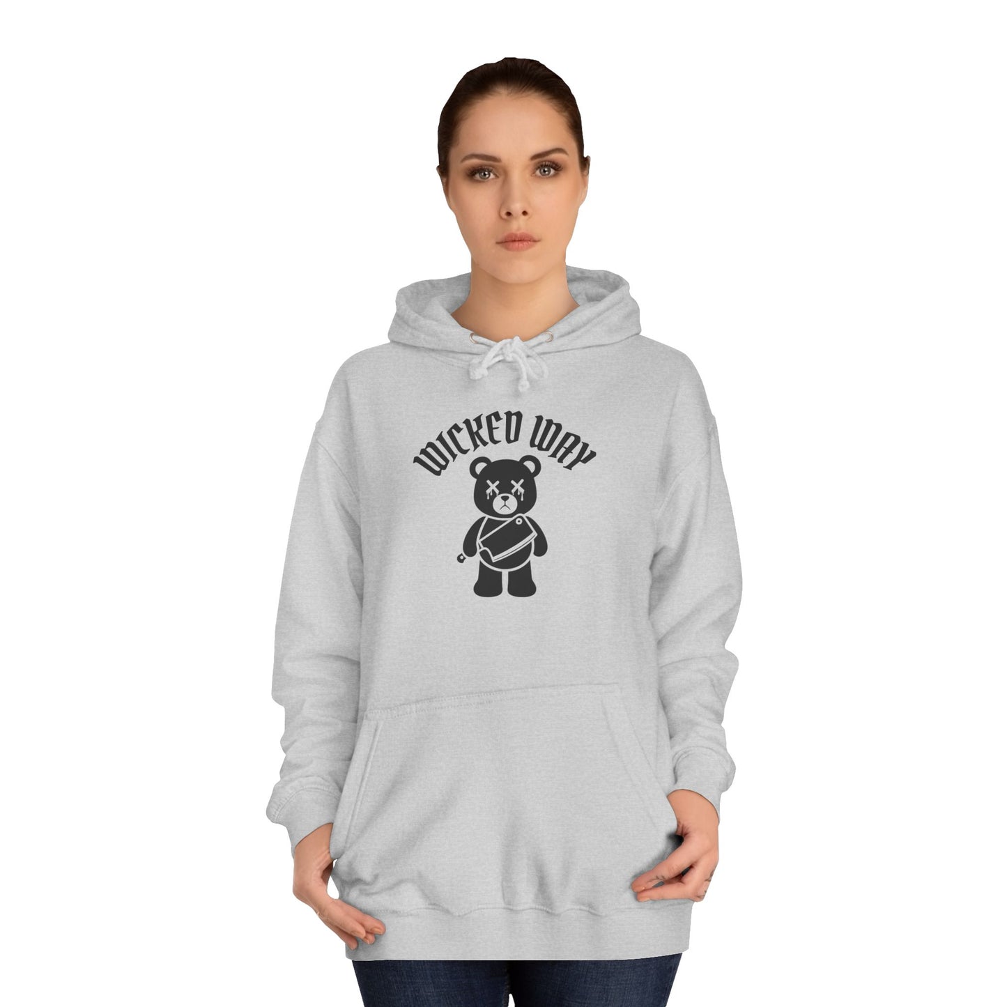 "Wicked Way" Deady Bear Butcher Knife Black Logo College Hoodie