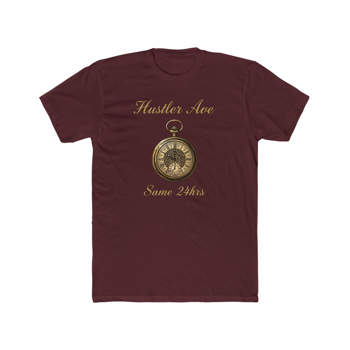 "Hustler Ave" Same 24Hrs Pocket Watch Cotton Crew Tee