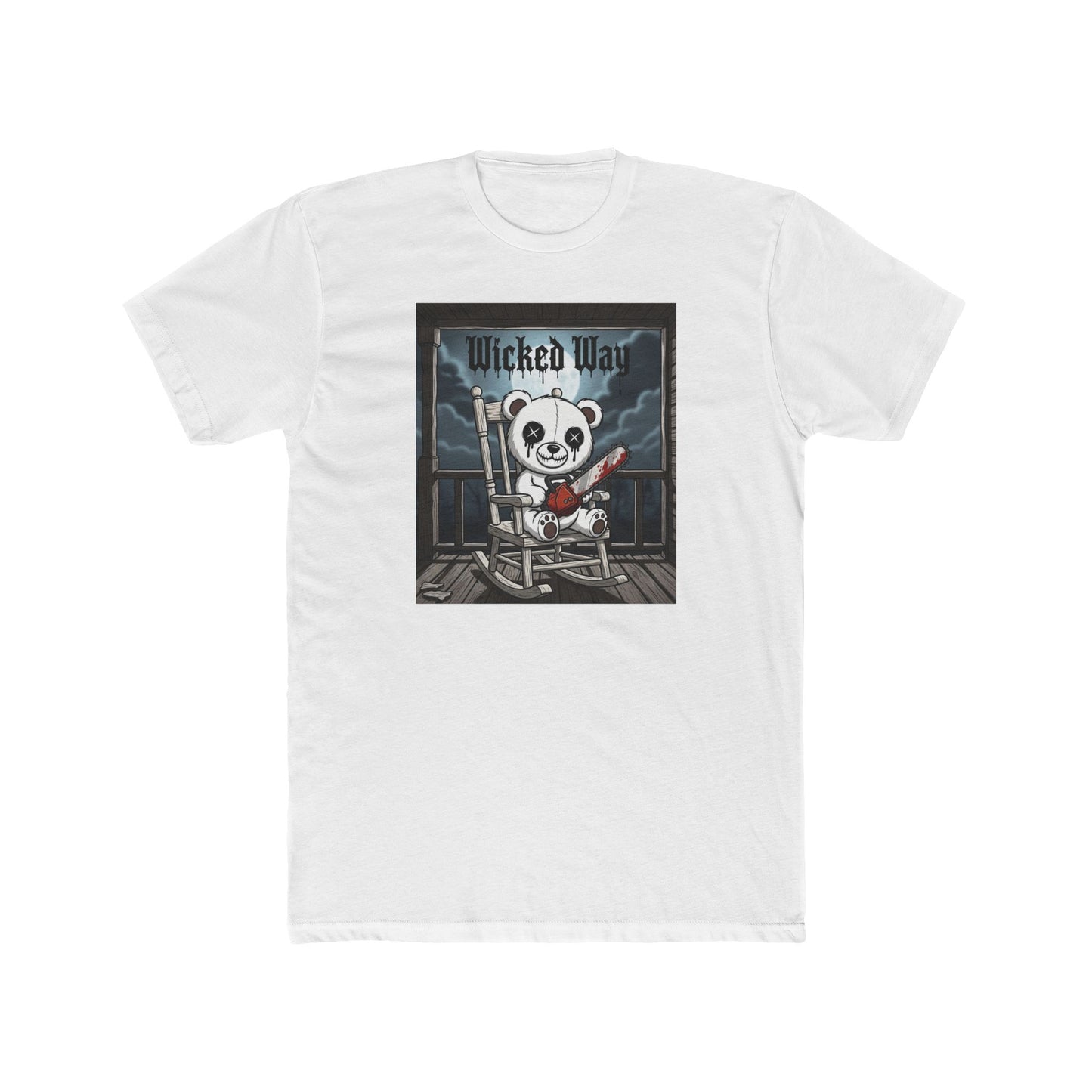 "Wicked Way" Chainsaw Deady Bear on Porch Graphic T-Shirt