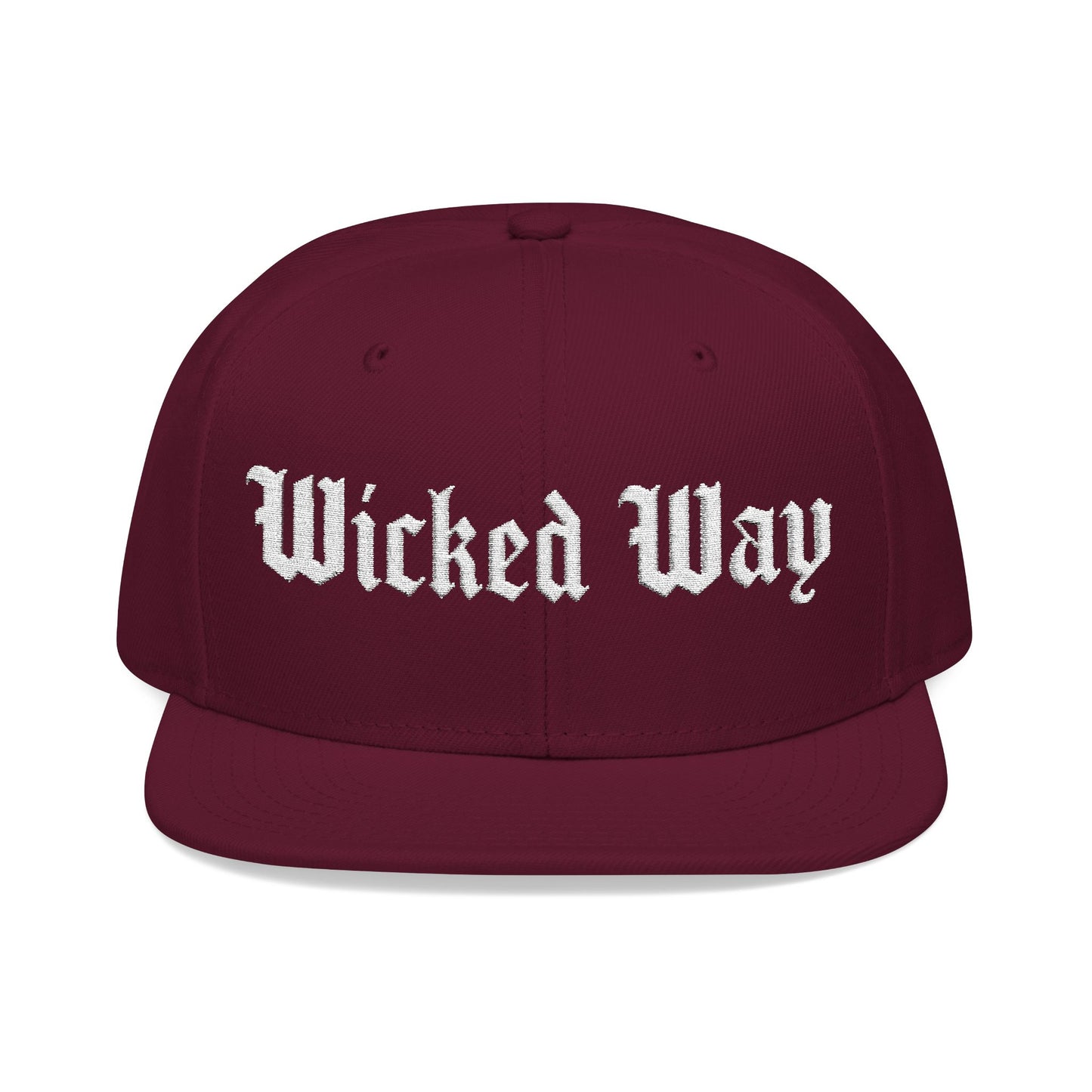 Base "Wicked Way" White Gothic Script Snapback