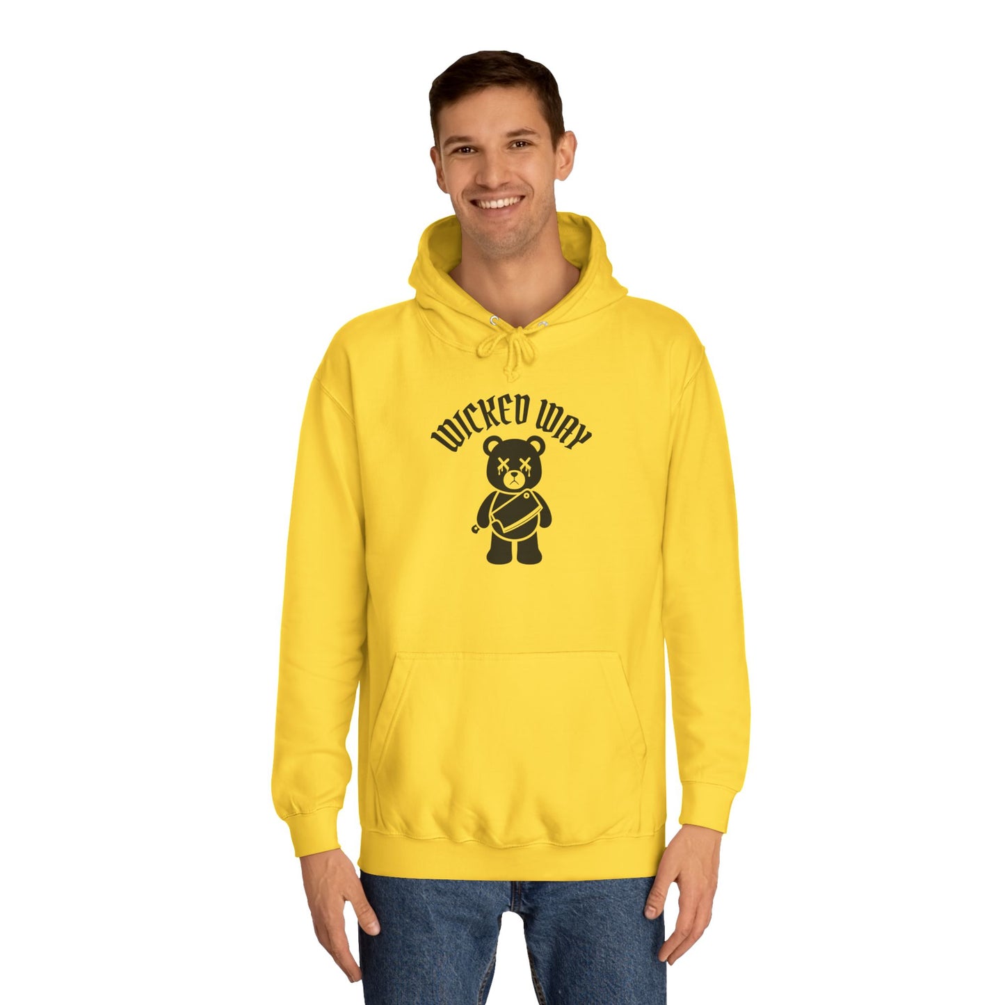 "Wicked Way" Deady Bear Butcher Knife Black Logo College Hoodie