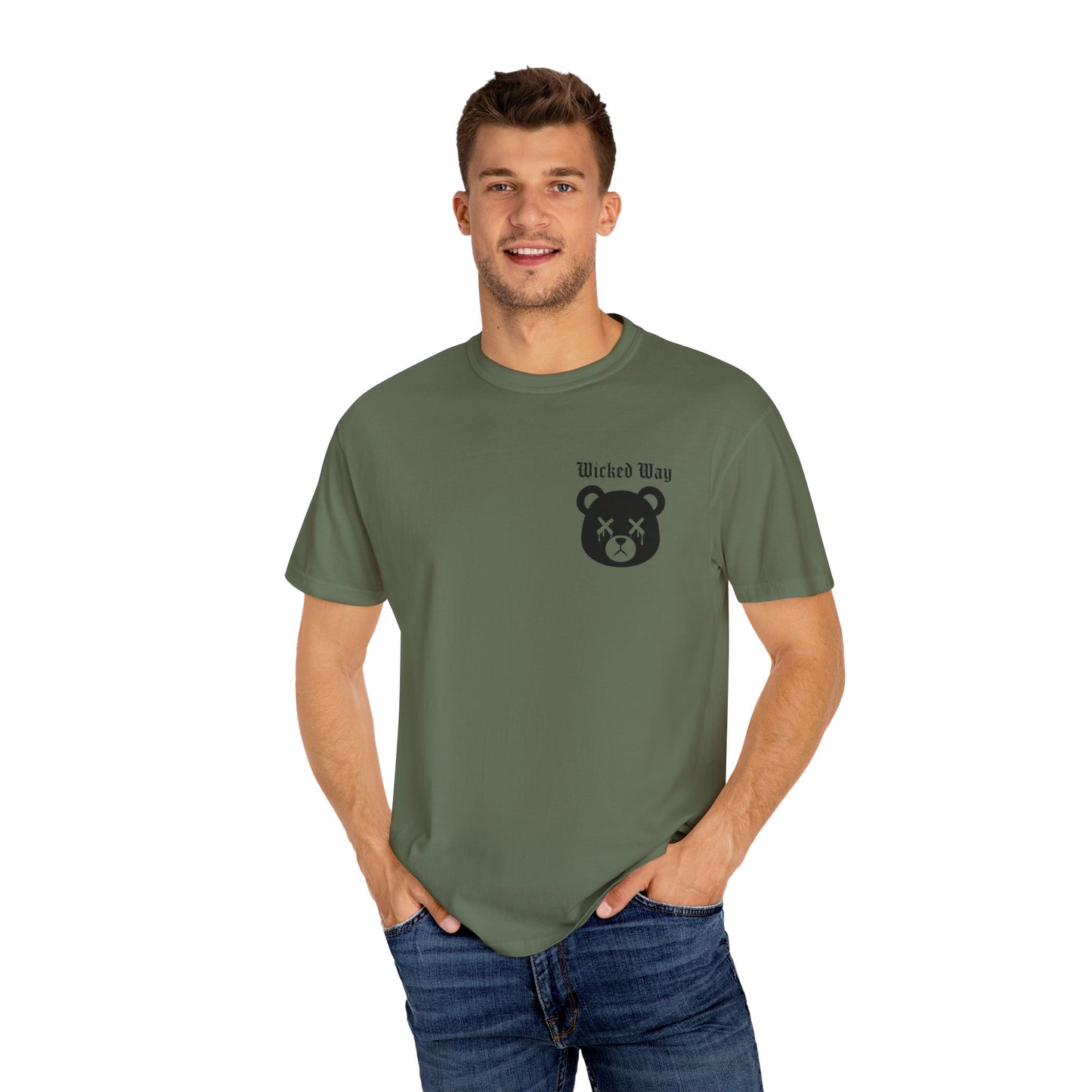 "Wicked Way" Dead Bear Head Pocket Logo Graphic T-Shirt (Multi Color Options)