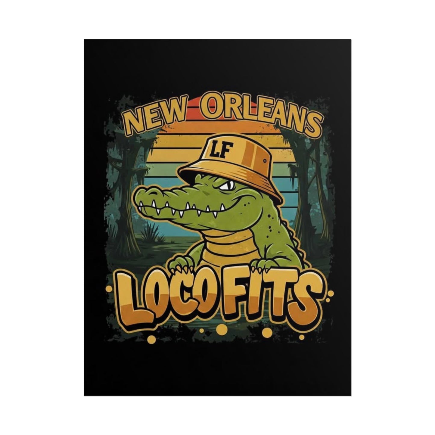 New Orleans Loco Fits Gator Wall Art Poster - Loco Fits Design