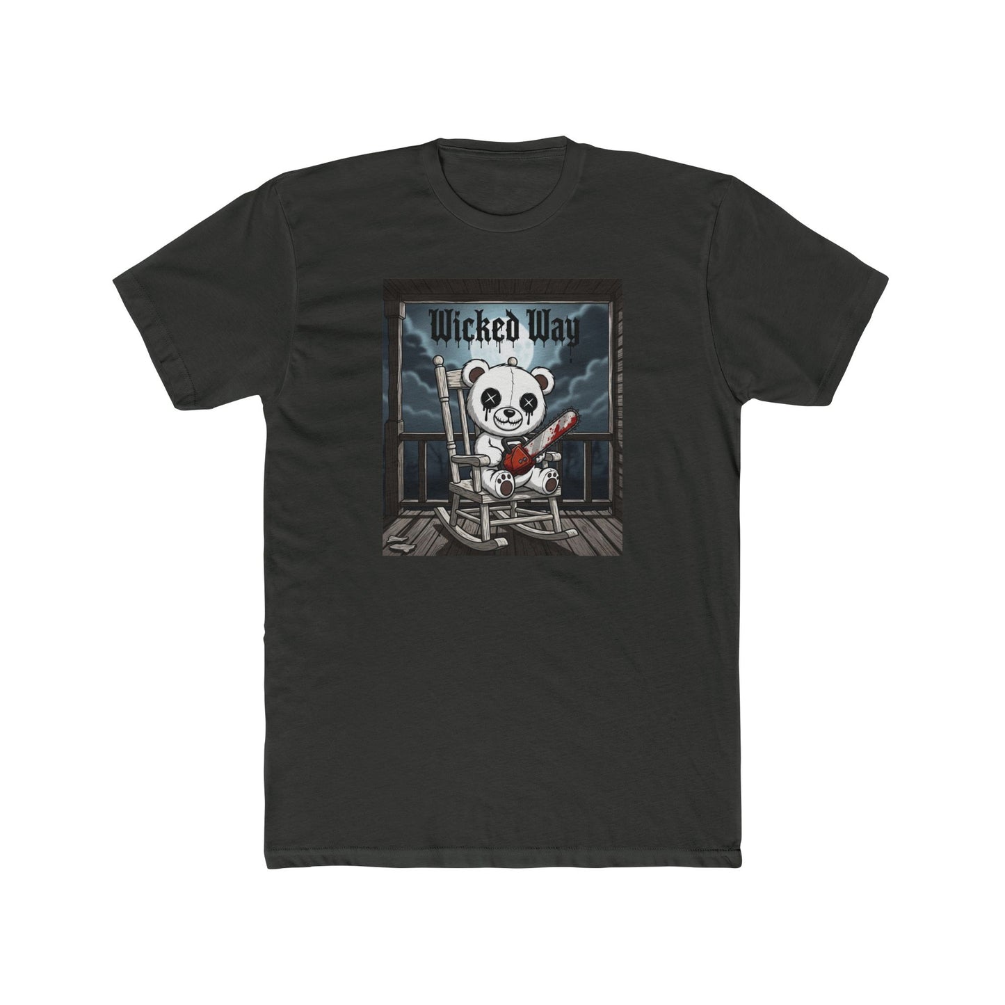 "Wicked Way" Chainsaw Deady Bear on Porch Graphic T-Shirt