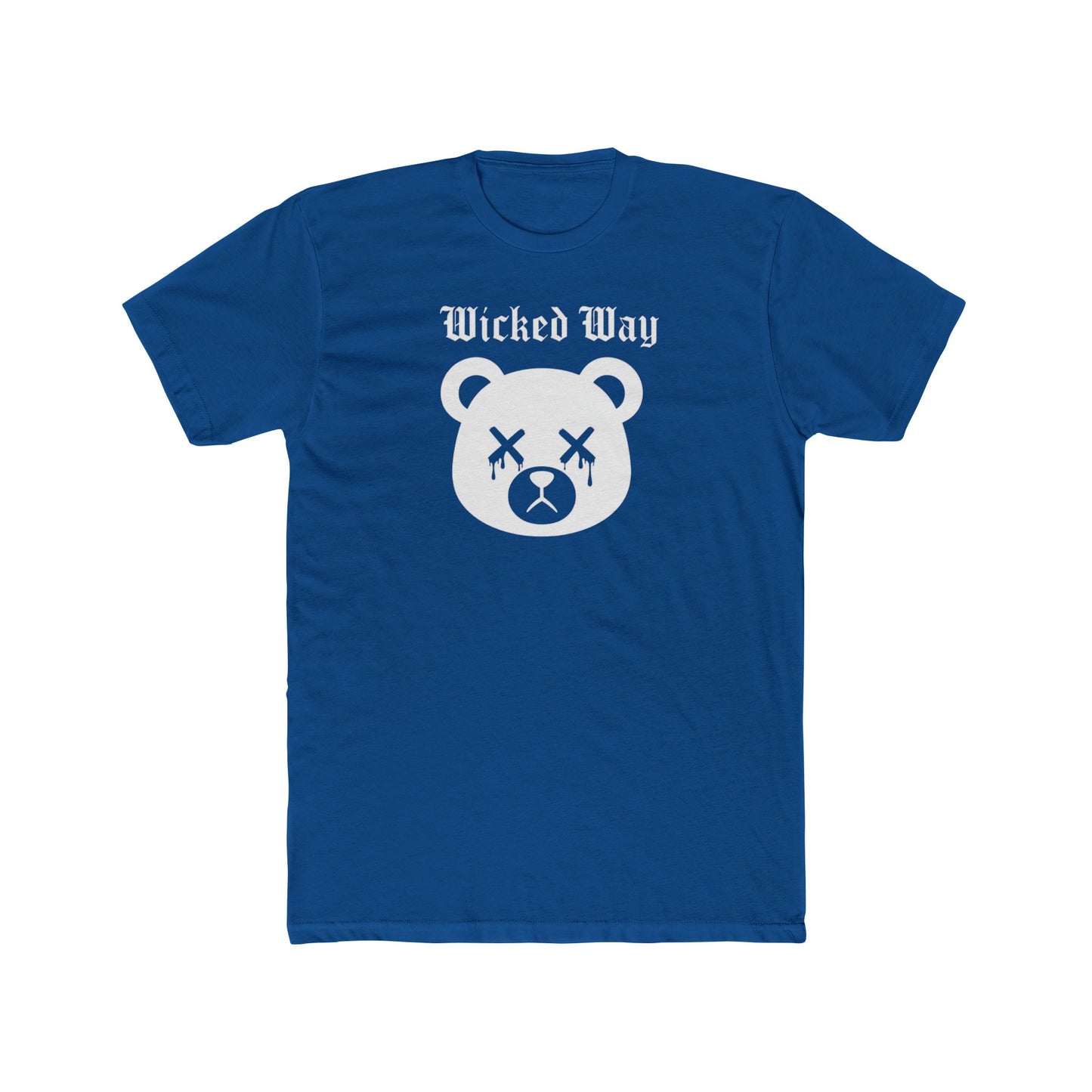 "Wicked Way" Dead Bear Head White Logo Cotton Crew Tee