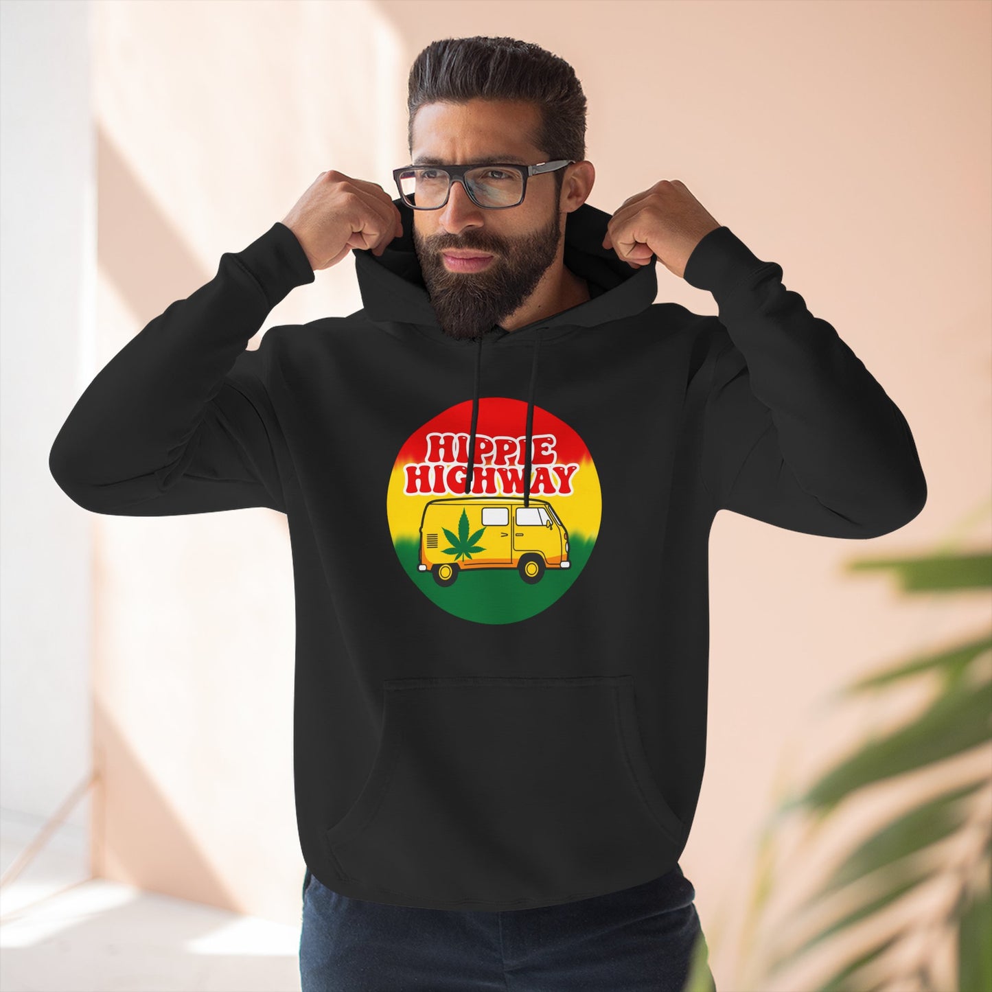 "Hippie Highway" Rasta Vibes Fleece Hoodie