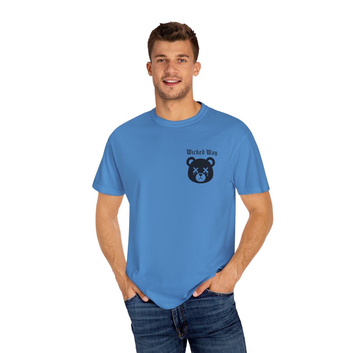 "Wicked Way" Dead Bear Head Pocket Logo Graphic T-Shirt (Multi Color Options)