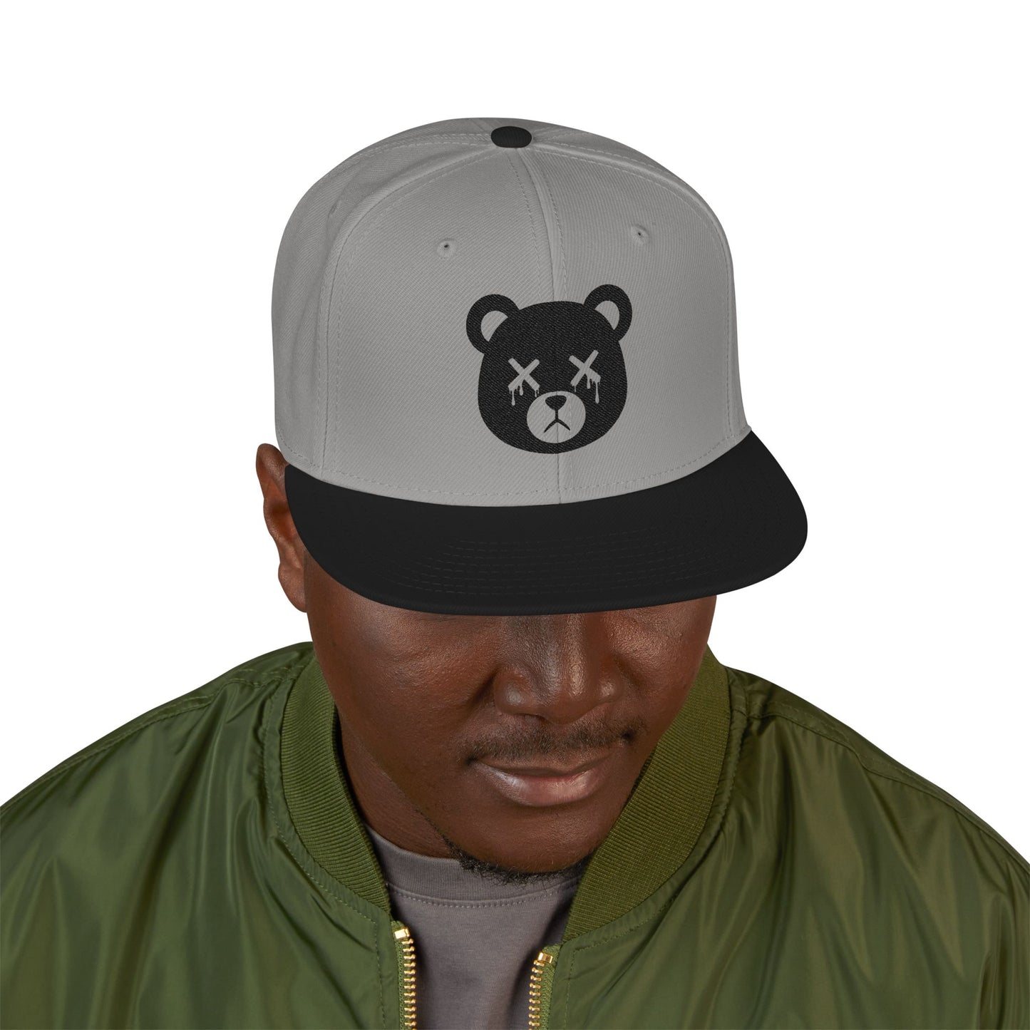 Grey & Black "Wicked Way" #33 Dead Bear Head Solo Snapback