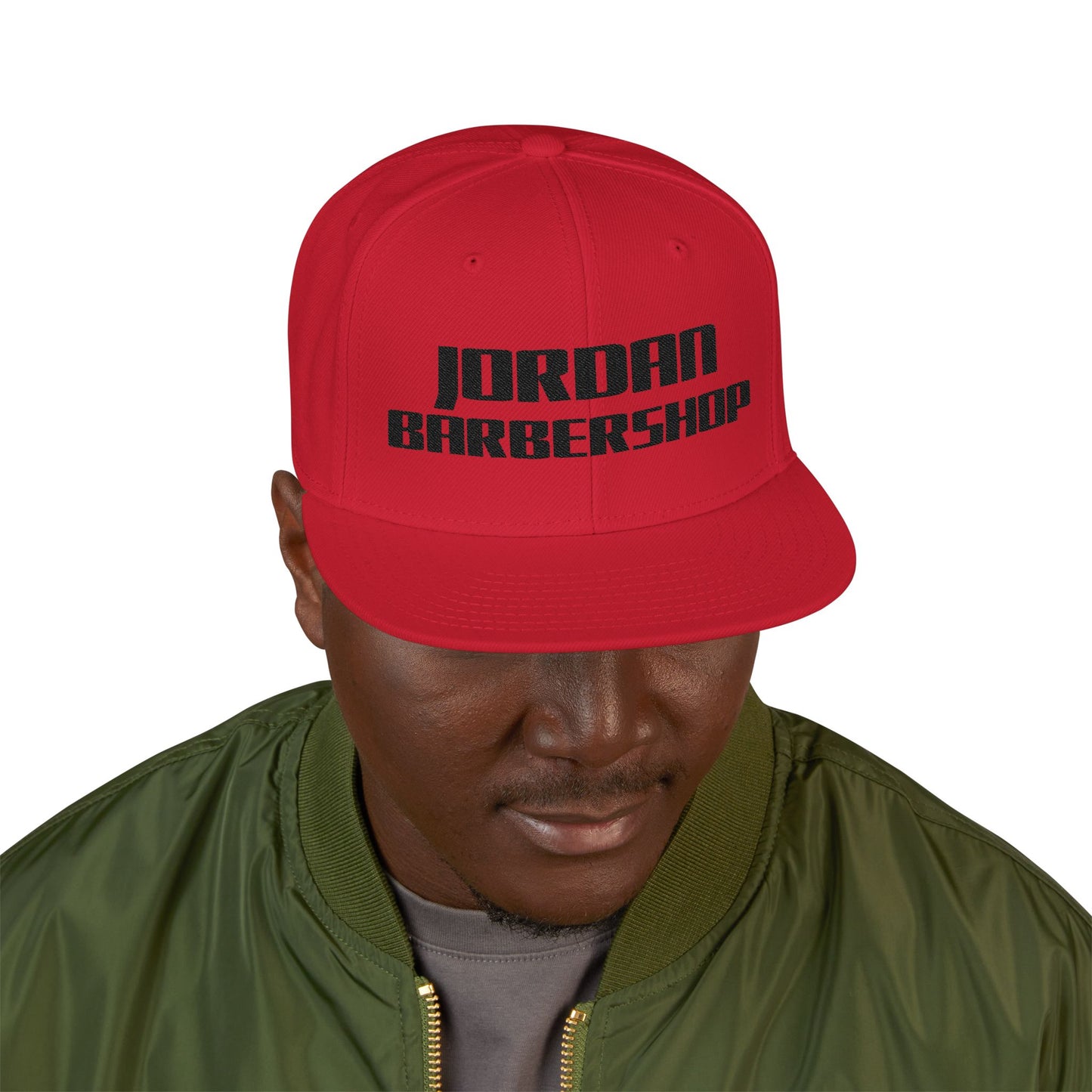 Jordan Barbershop Black Text Snapback