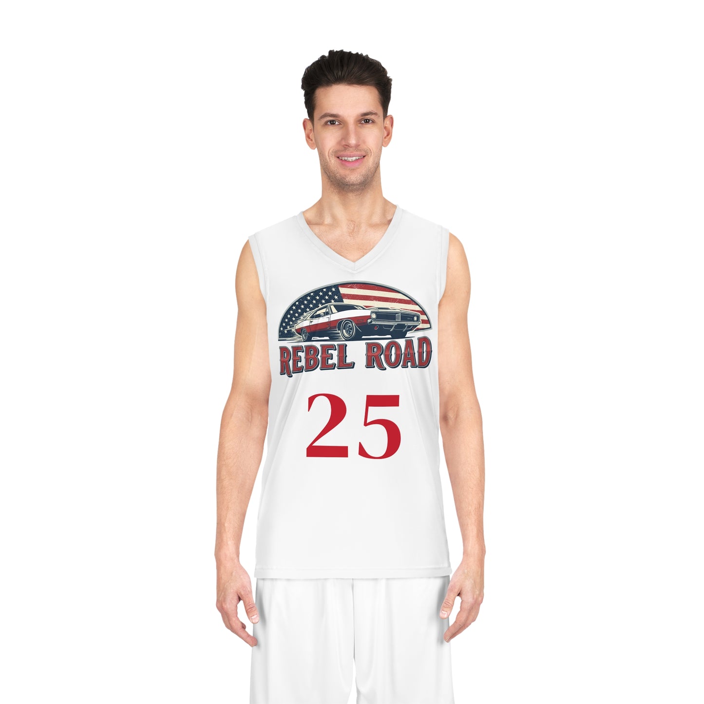 White "Rebel Road" #25 American Muscle Basketball Jersey
