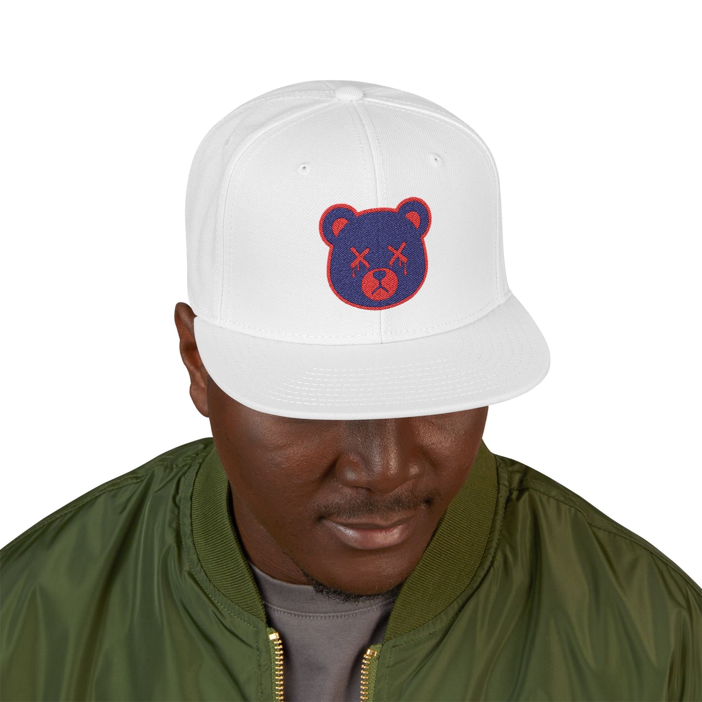"Wicked Way" Deady Bear Head Blue & Red Snapback