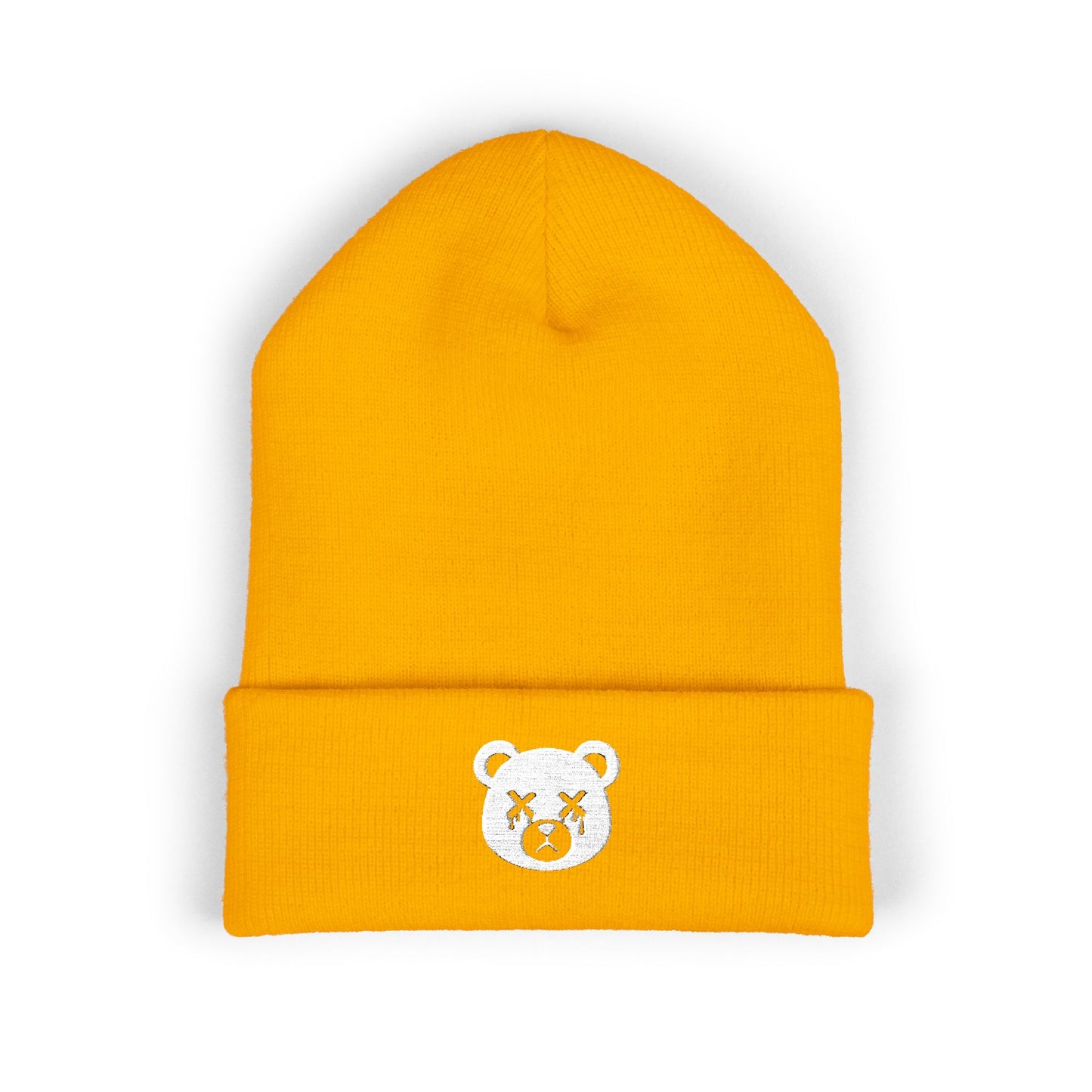 "Wicked Way" Dead Bear Head White Embroidered Beanie