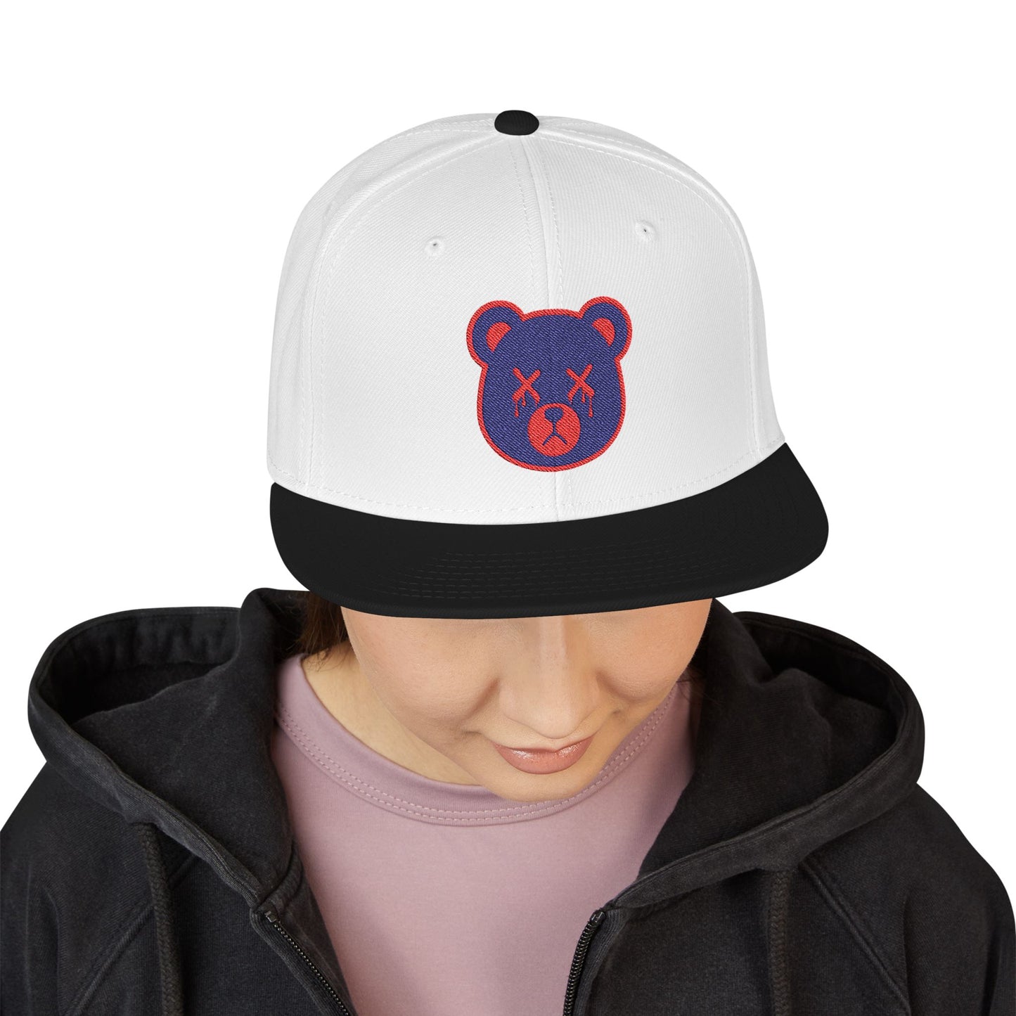 "Wicked Way" Deady Bear Head Blue & Red Snapback