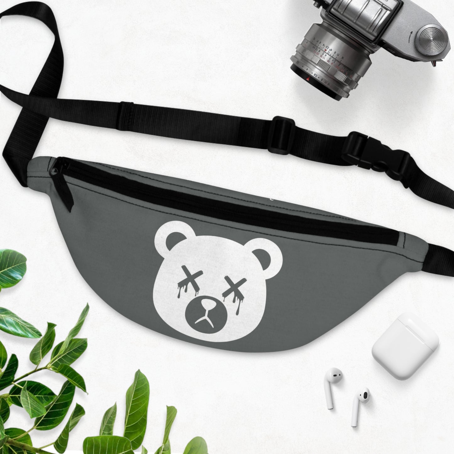 Dark Grey w/ White Logo "Wicked Way" Dead Bear Head Fanny Pack