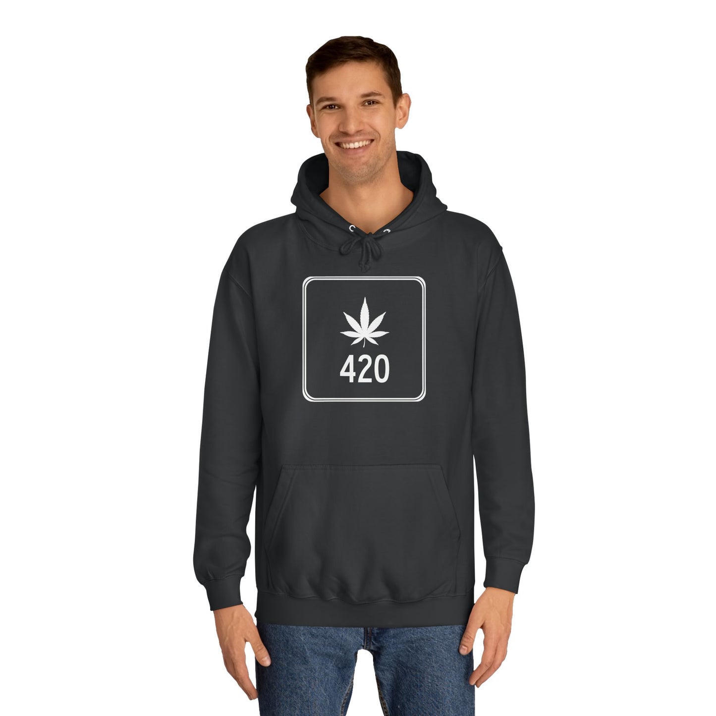 "Hippe Highway" 420 Pot Leaf Sign College Hoodie