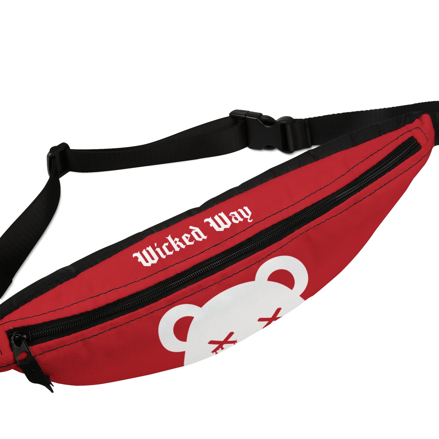 Red w/ White Logo "Wicked Way" Dead Bear Head Fanny Pack
