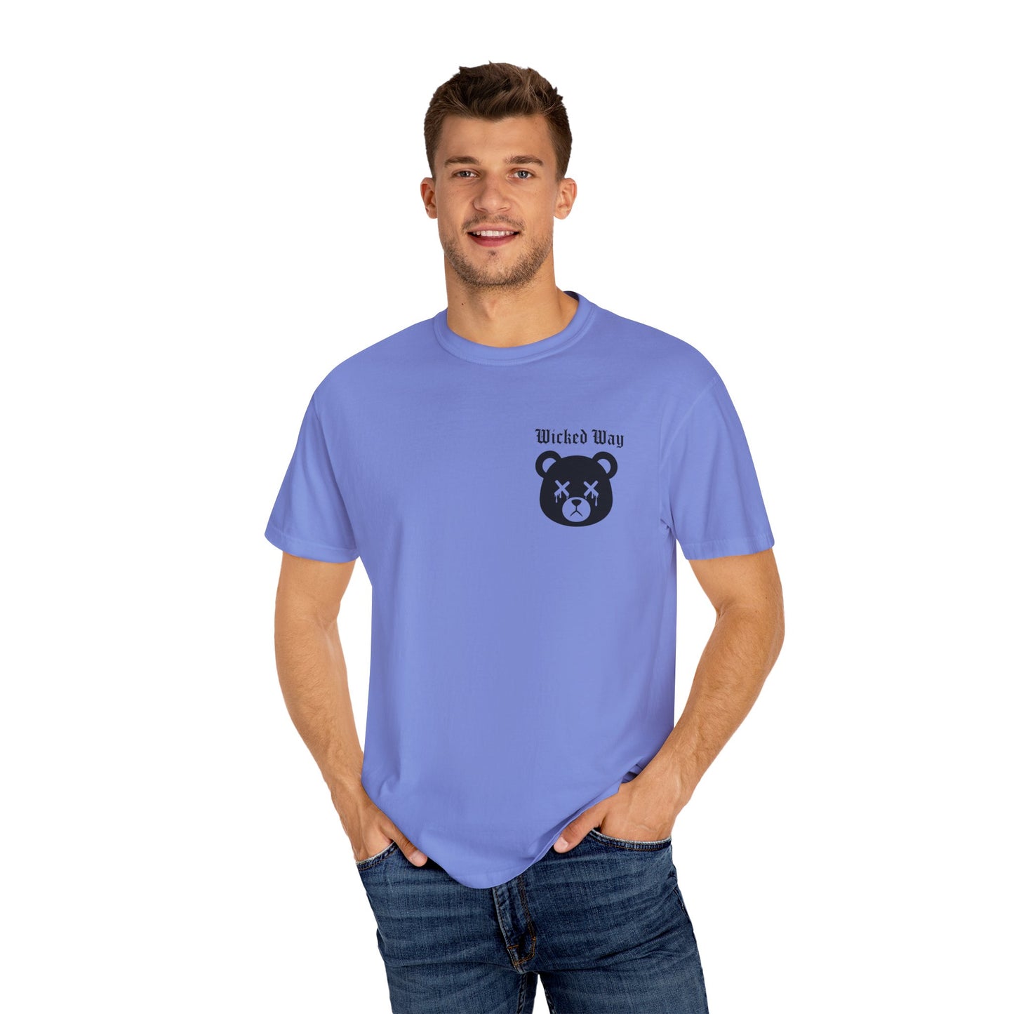 "Wicked Way" Dead Bear Head Pocket Logo Graphic T-Shirt (Multi Color Options)
