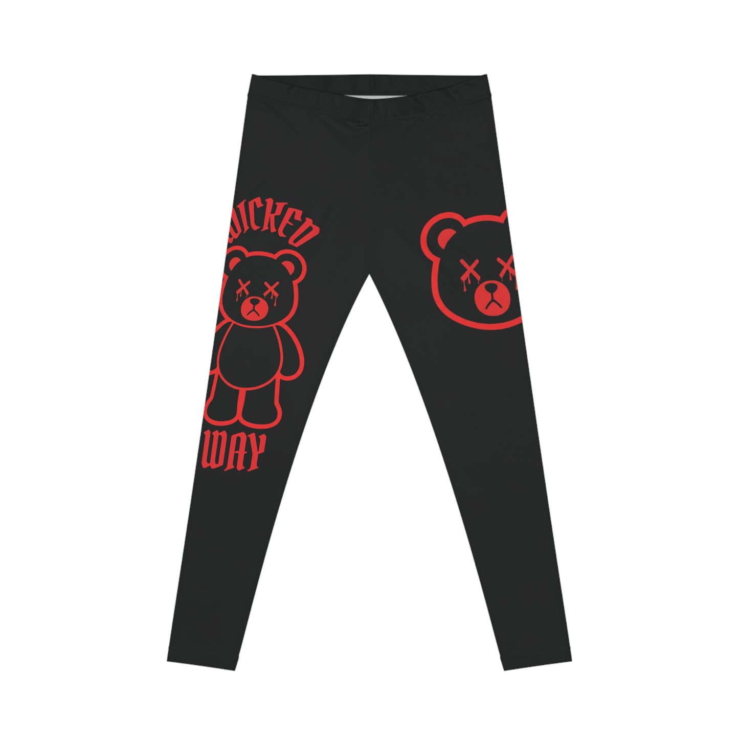 "Wicked Way" Deady Bear Black & Red Women's Casual Leggings