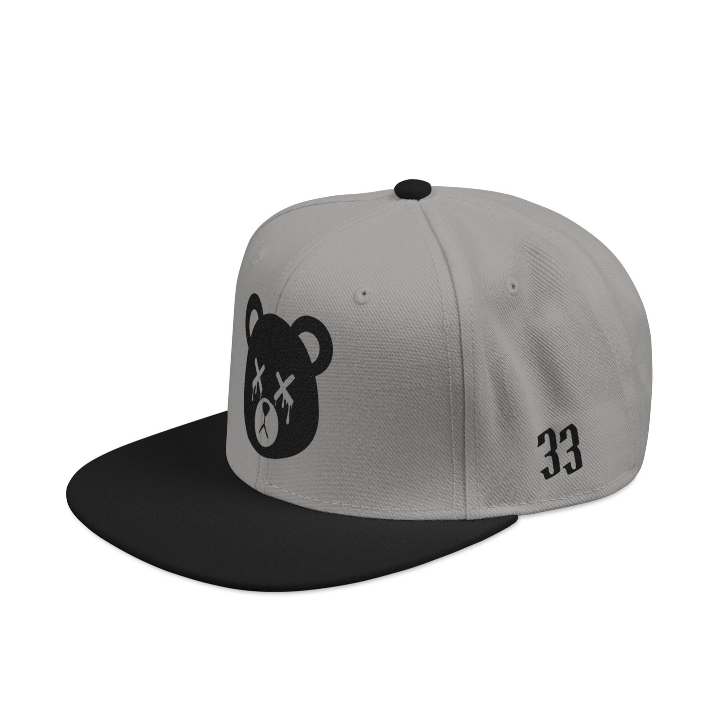 Grey & Black "Wicked Way" #33 Dead Bear Head Solo Snapback
