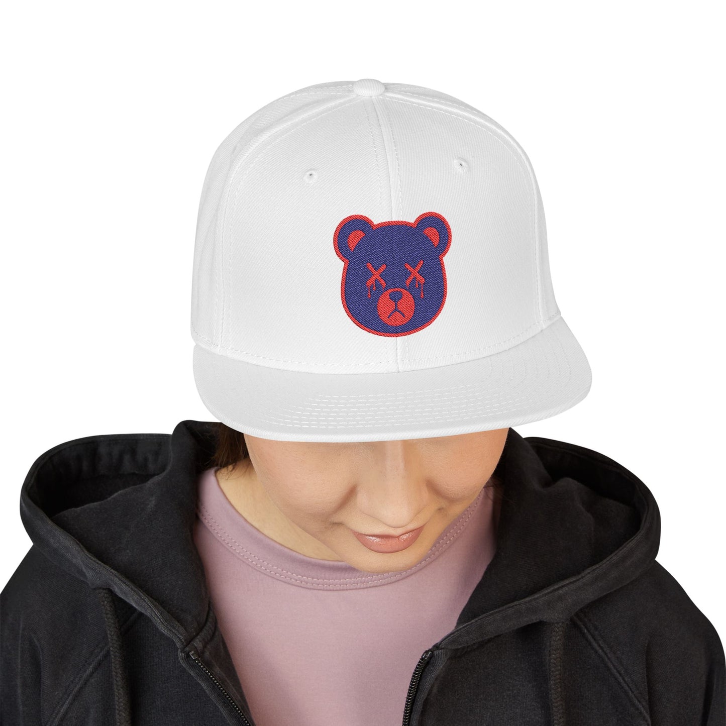 "Wicked Way" Deady Bear Head Blue & Red Snapback