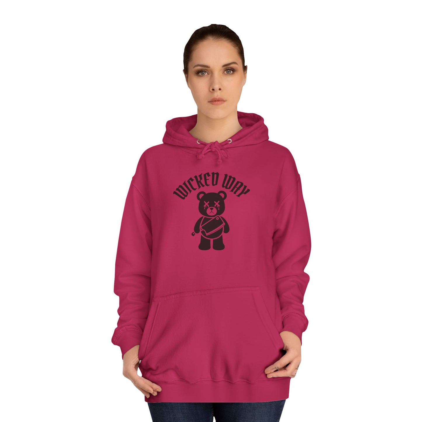 "Wicked Way" Deady Bear Butcher Knife Black Logo College Hoodie