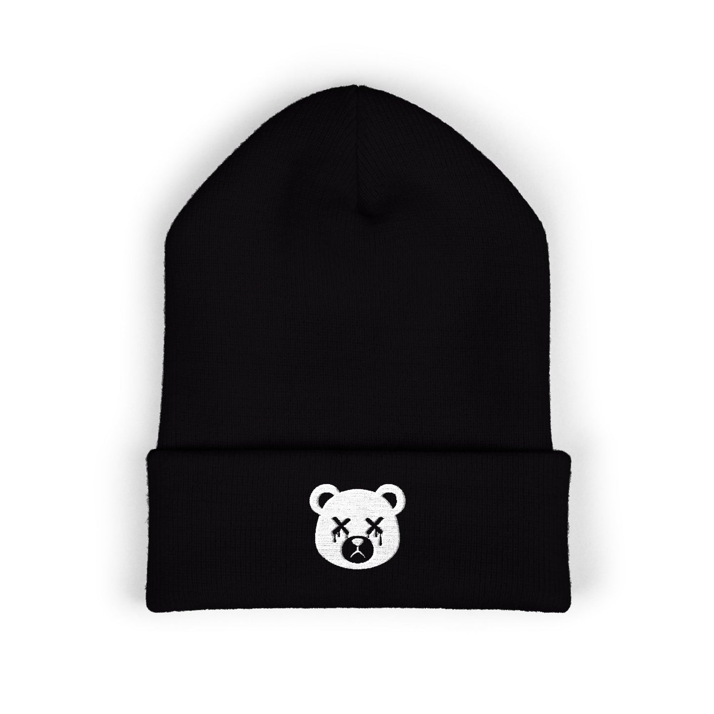 "Wicked Way" Dead Bear Head White Embroidered Beanie