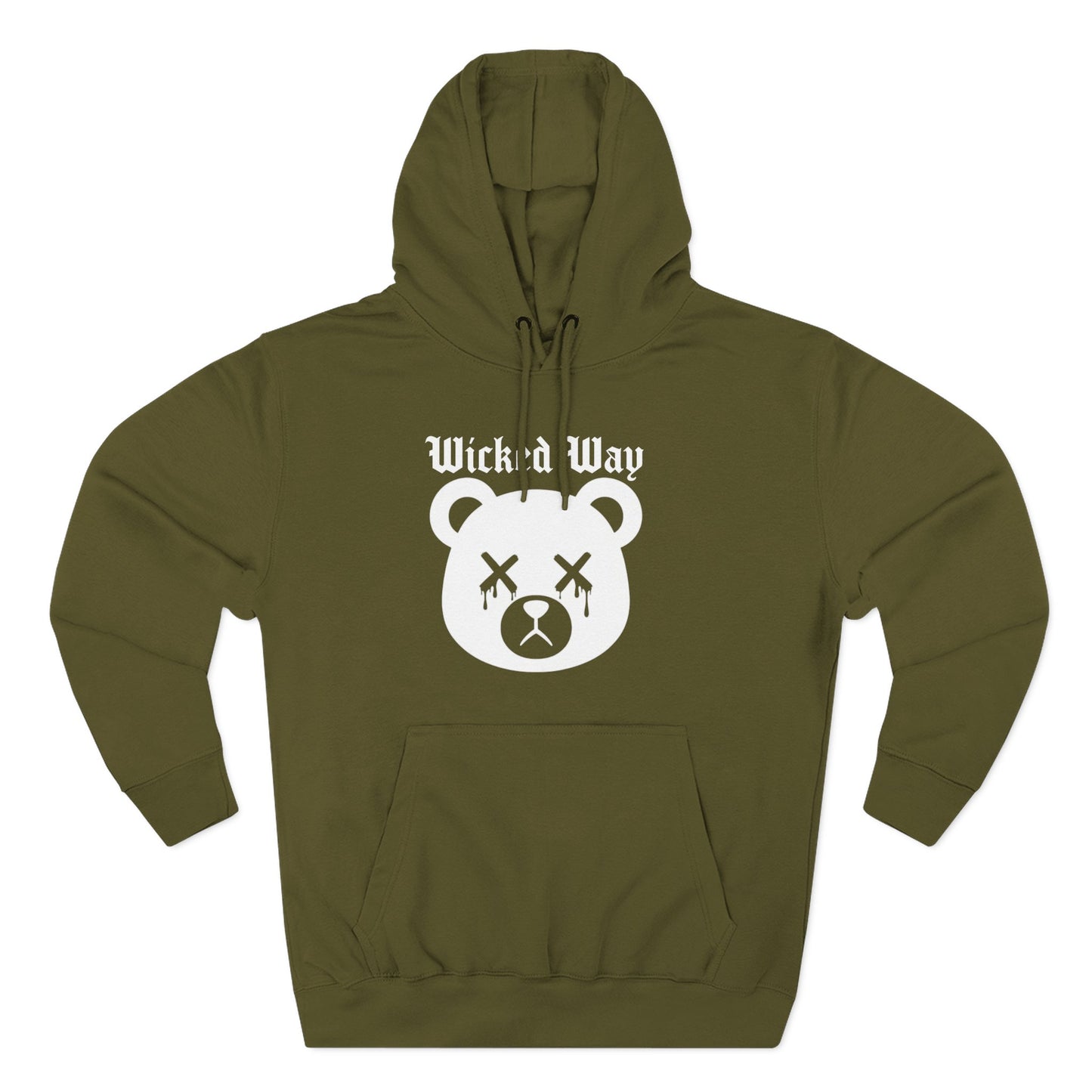 "Wicked Way" Deady Bear Head White Logo Hoodie