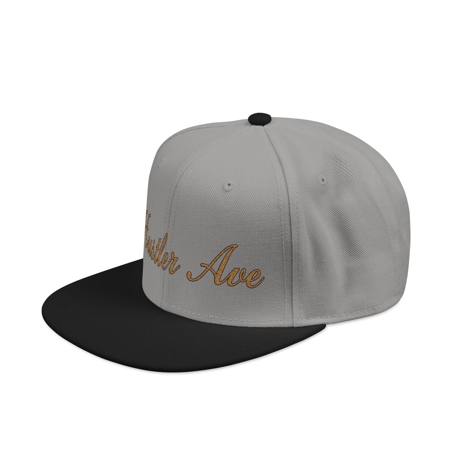 "Hustler Ave" Gold Edition Cursive Snapback Hat