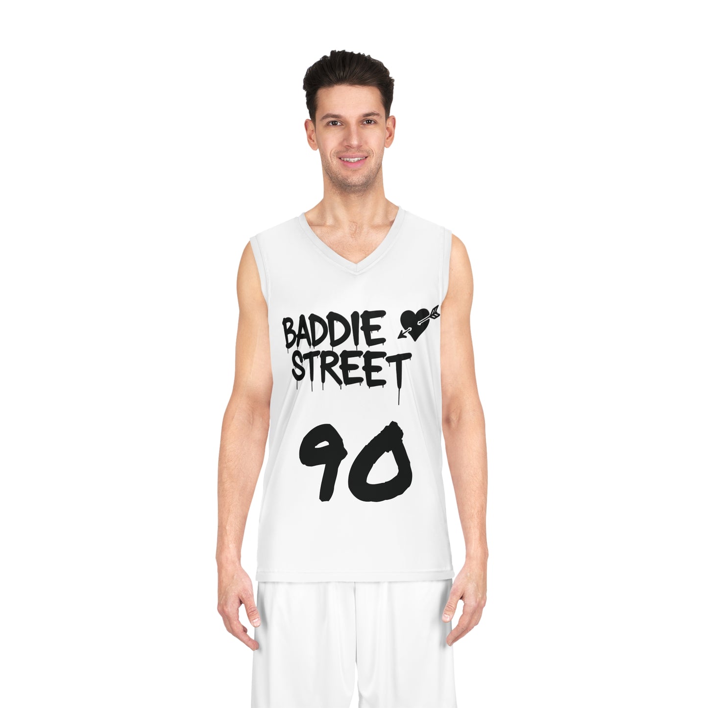 Limited Edition White & Black "Baddie Street" #90 Arrow Heart Alt. Basketball Jersey