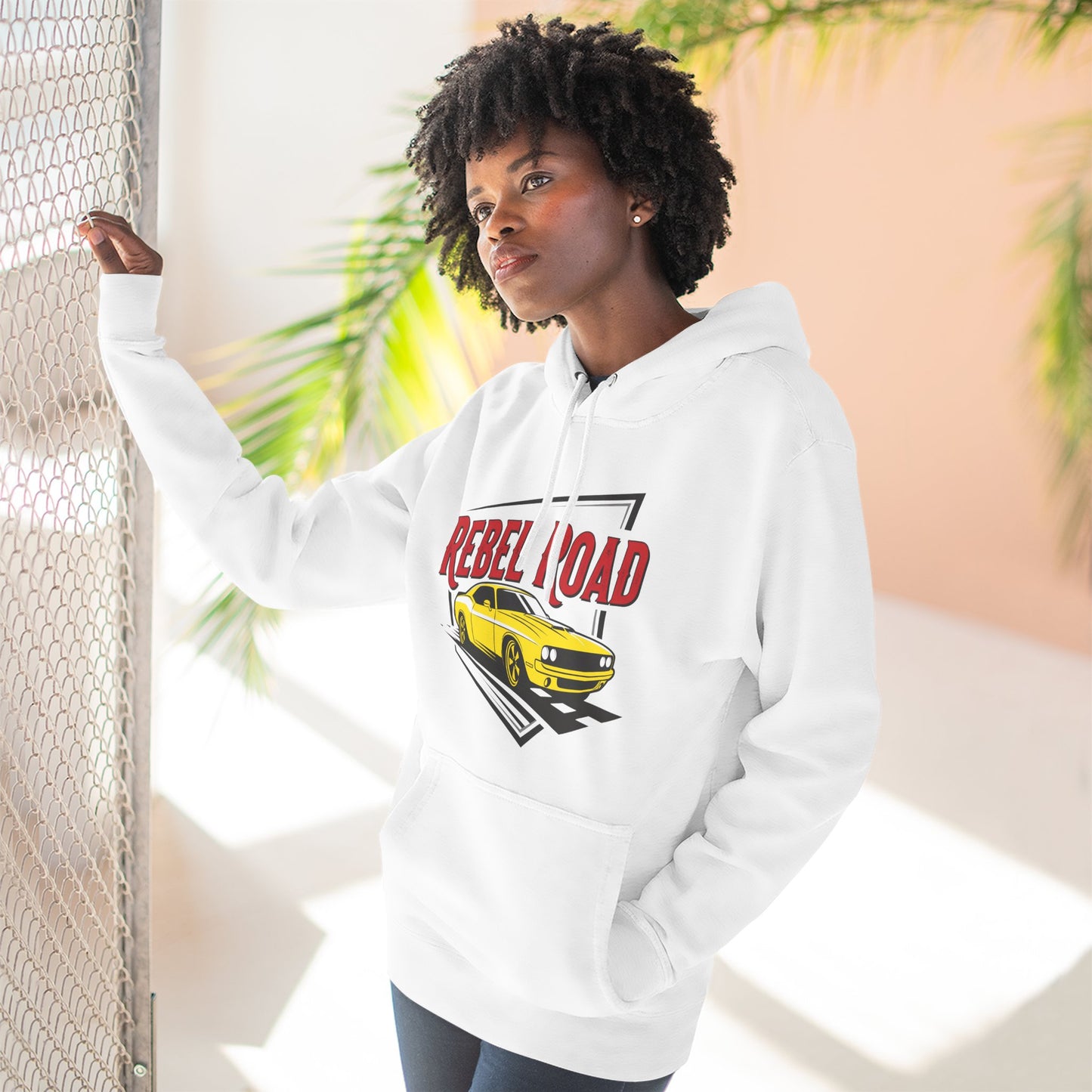 White "Rebel Road" Let's Race Fleece Hoodie