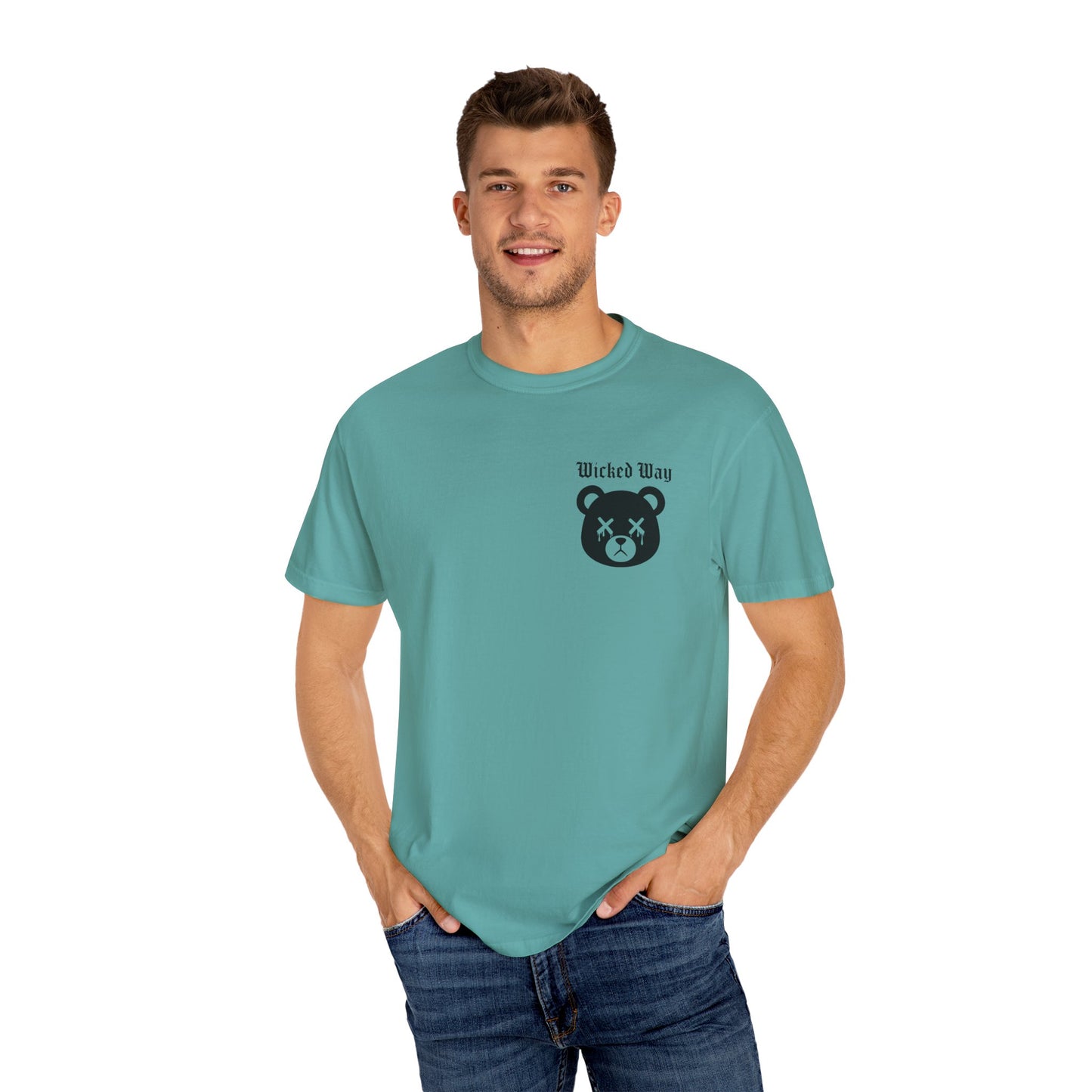 "Wicked Way" Dead Bear Head Pocket Logo Graphic T-Shirt (Multi Color Options)