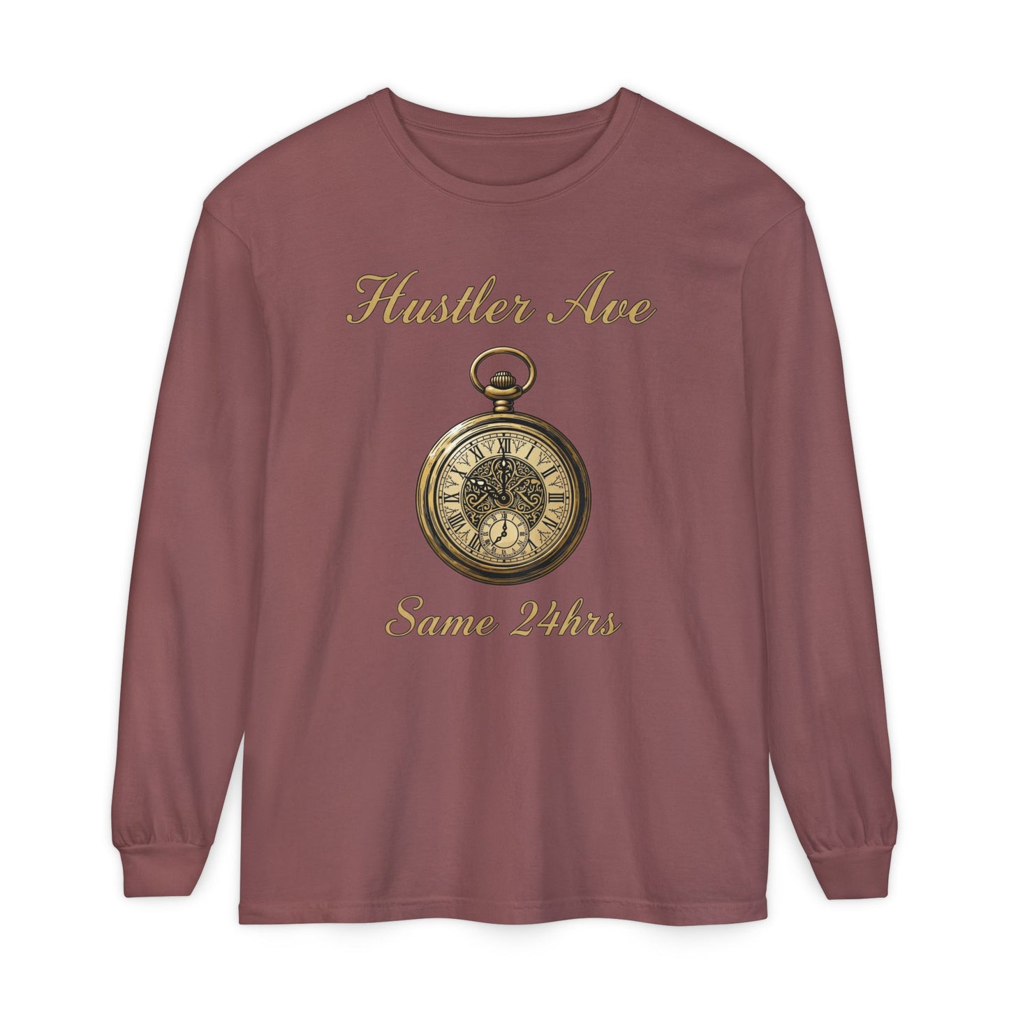 "Hustler Ave" Same 24Hrs Pocket Watch Long Sleeve Tee