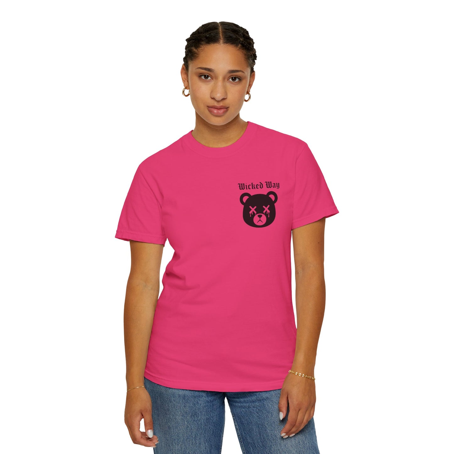"Wicked Way" Dead Bear Head Pocket Logo Graphic T-Shirt (Multi Color Options)