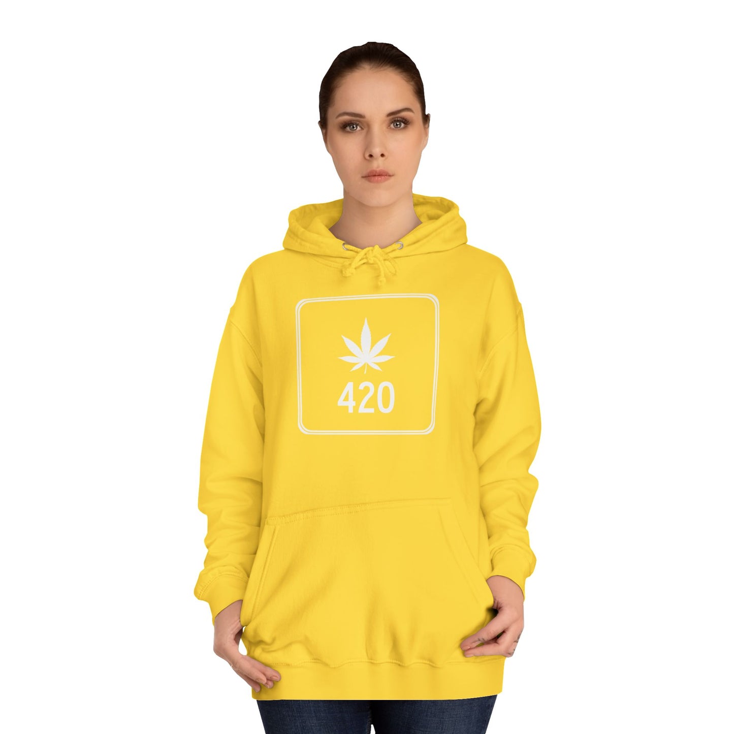 "Hippe Highway" 420 Pot Leaf Sign College Hoodie