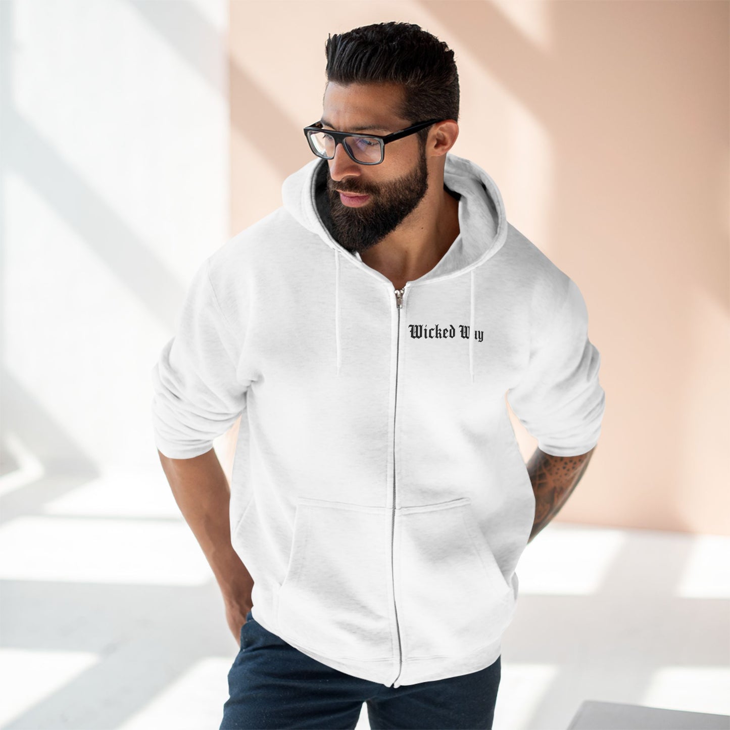 "Wicked Way" Deady Bear Head Zip Hoodie