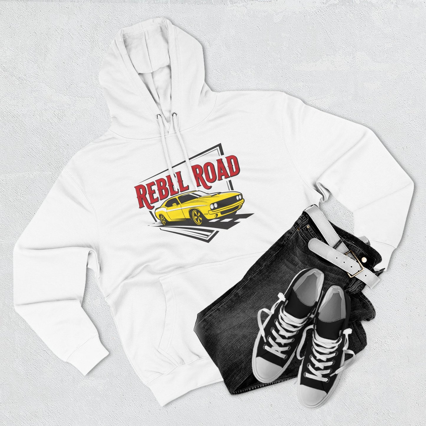 White "Rebel Road" Let's Race Fleece Hoodie