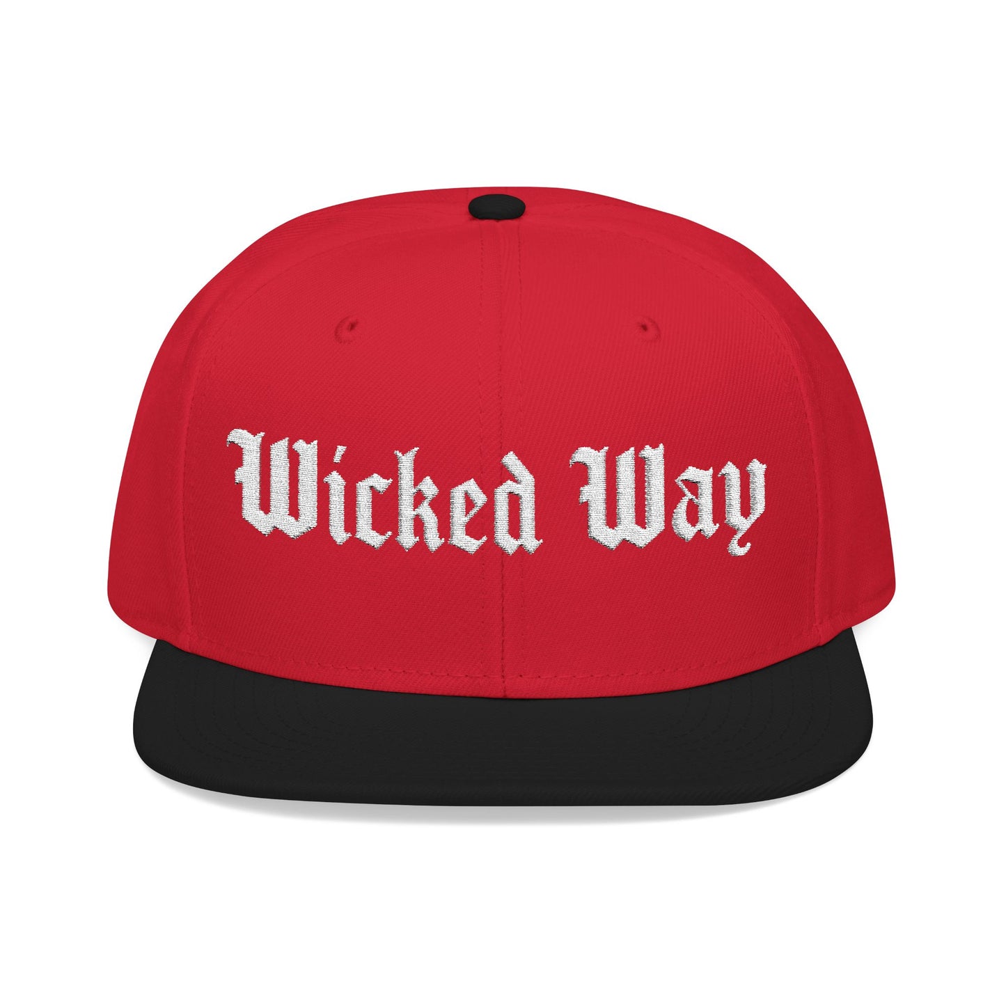 Base "Wicked Way" White Gothic Script Snapback