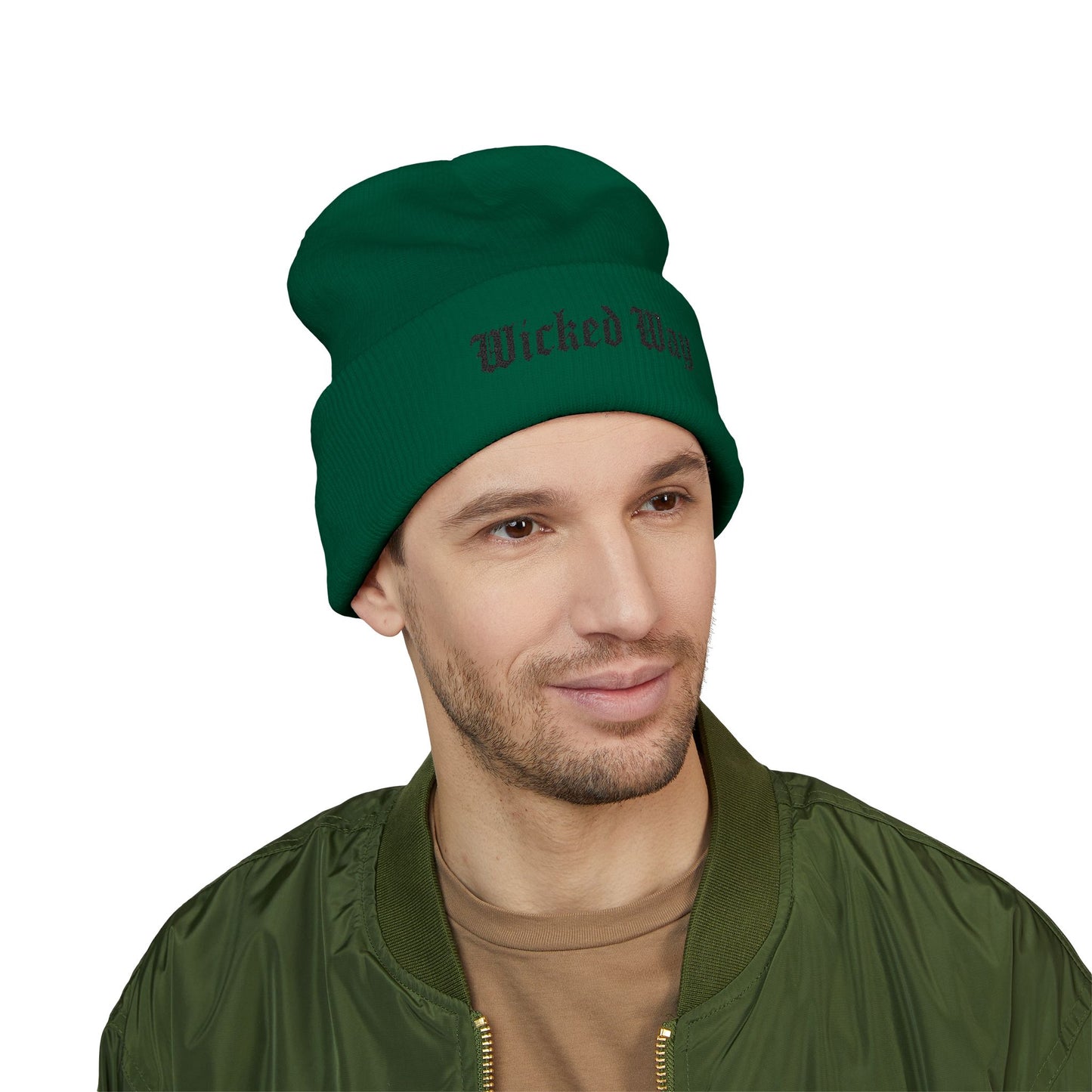 "Wicked Way" Black Script Embroidered Beanie (Multi Color Options)
