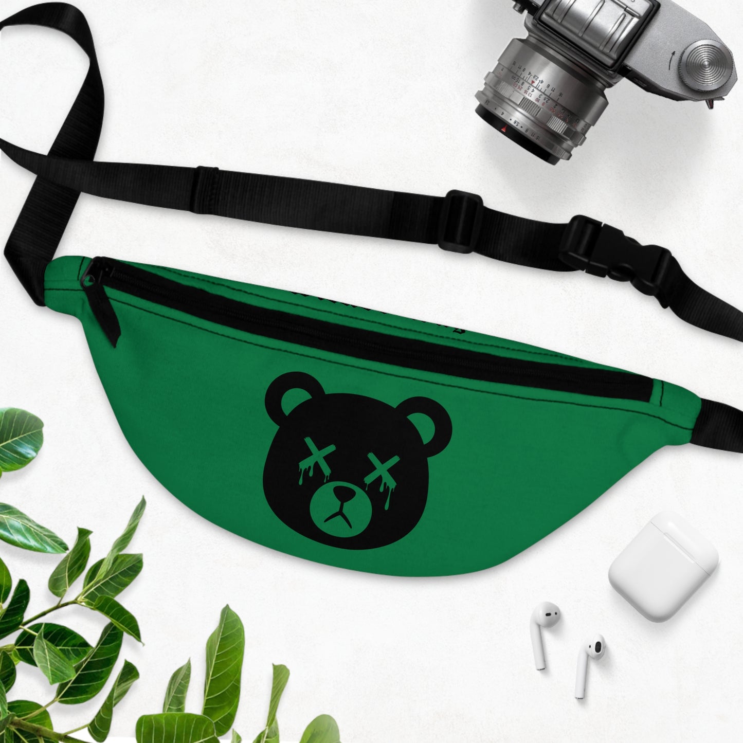 Green "Wicked Way" Dead Bear Head Fanny Pack